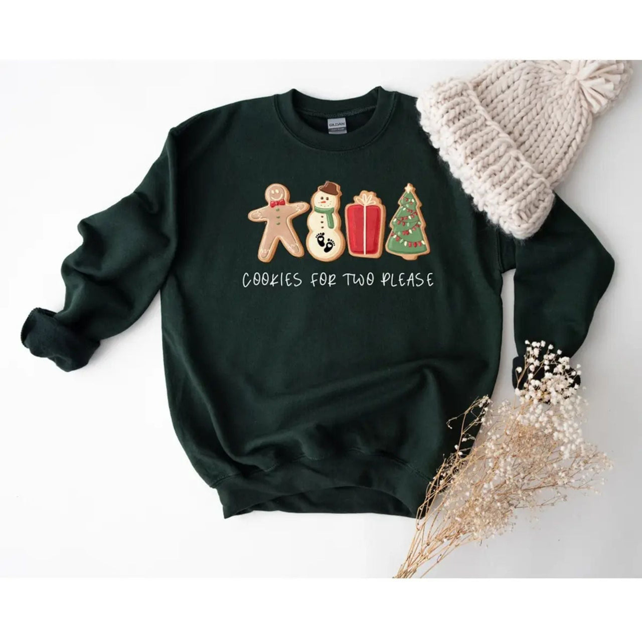 Christmas Cookies For Two Please Sweatshirt – Holiday Pregnancy Reveal Top