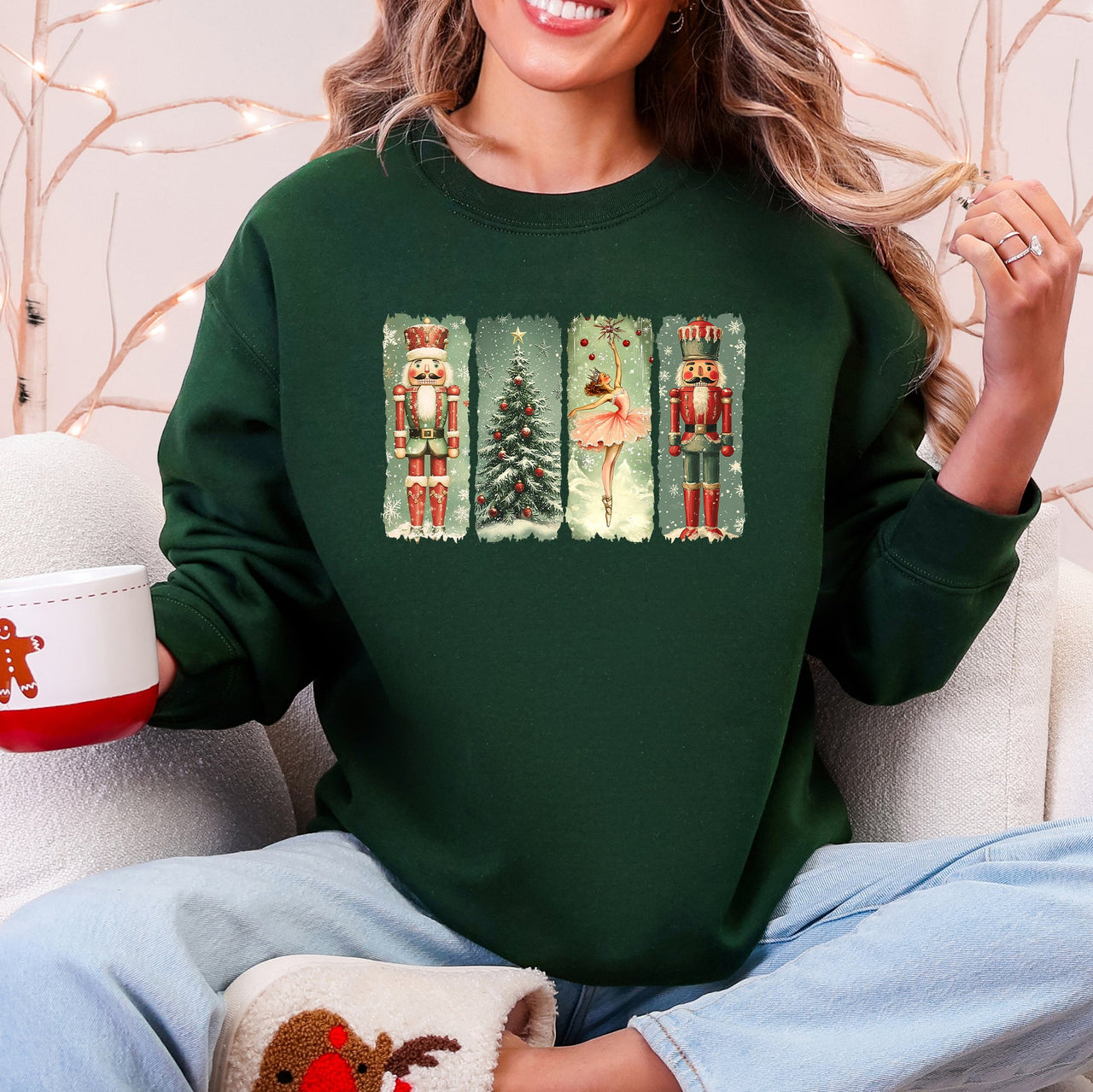 Christmas Nutcracker Ballet Vintage Snow Scene With Retro Typography Art Limited Edition Sweatshirt