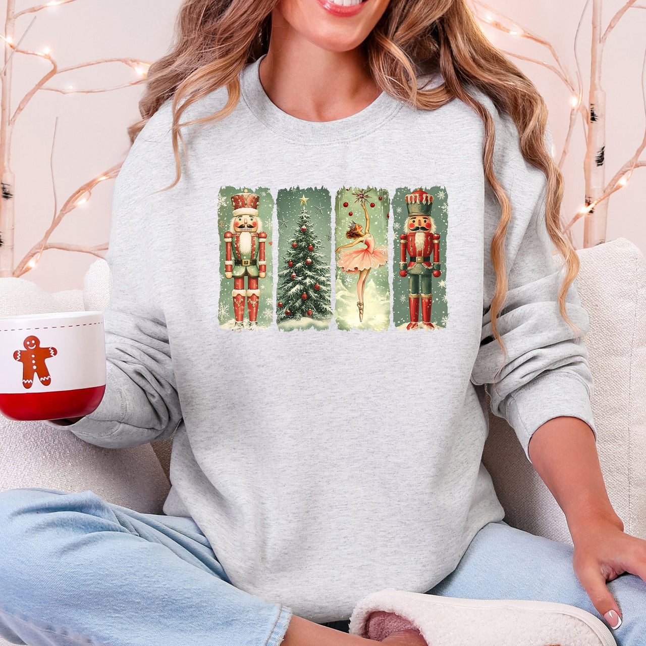 Christmas Nutcracker Ballet Vintage Snow Scene With Retro Typography Art Limited Edition Sweatshirt
