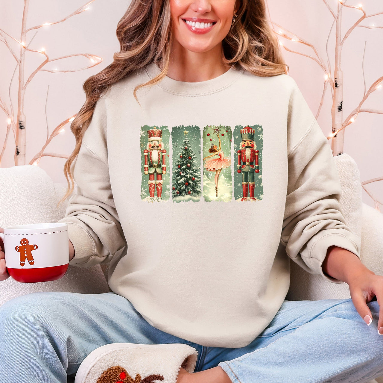 Christmas Nutcracker Ballet Vintage Snow Scene With Retro Typography Art Limited Edition Sweatshirt