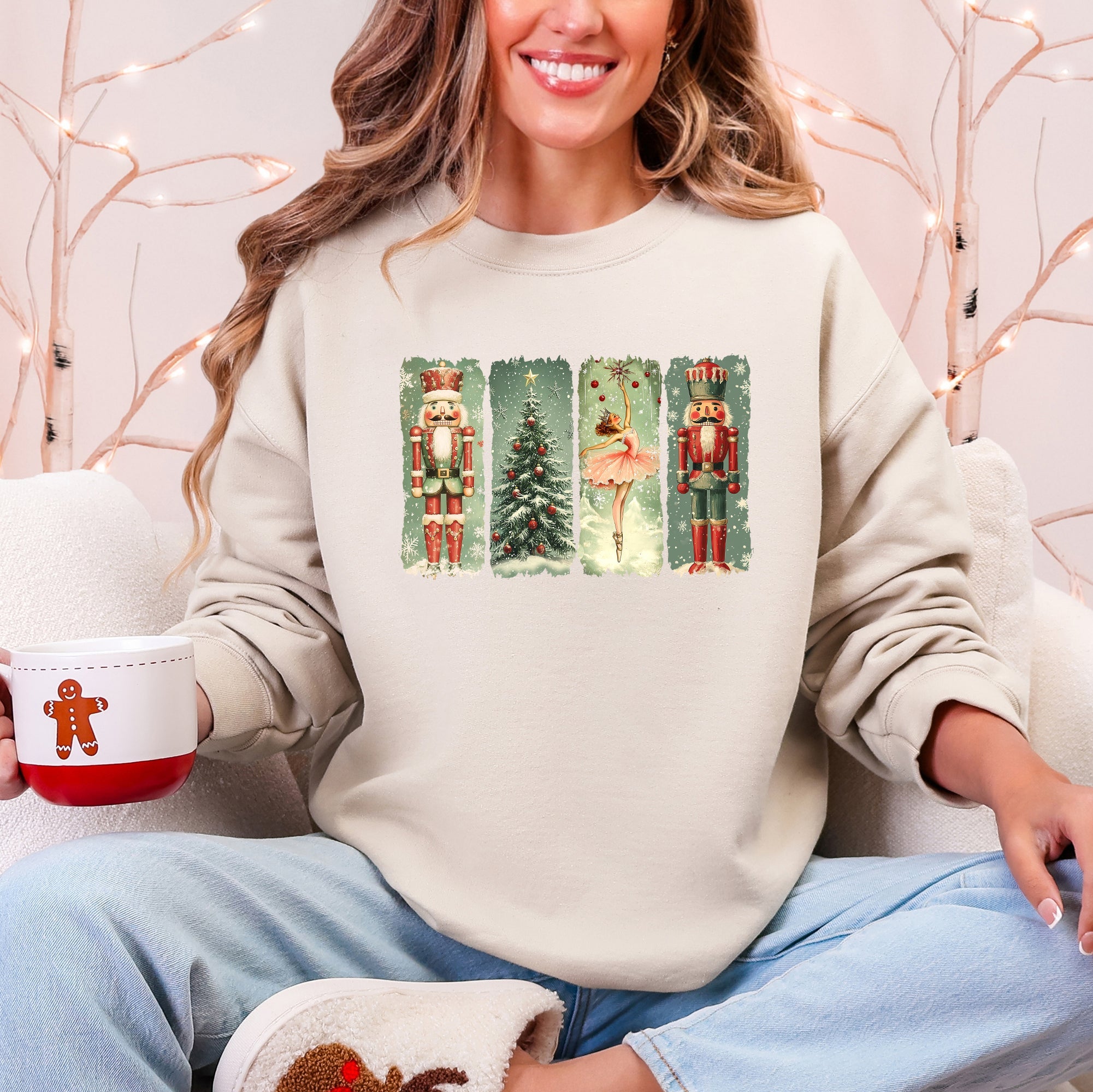Christmas Nutcracker Ballet Vintage Snow Scene With Retro Typography Art Limited Edition Sweatshirt