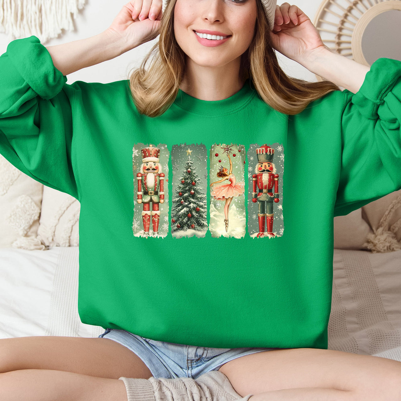 Christmas Nutcracker Ballet Vintage Snow Scene With Retro Typography Art Limited Edition Sweatshirt