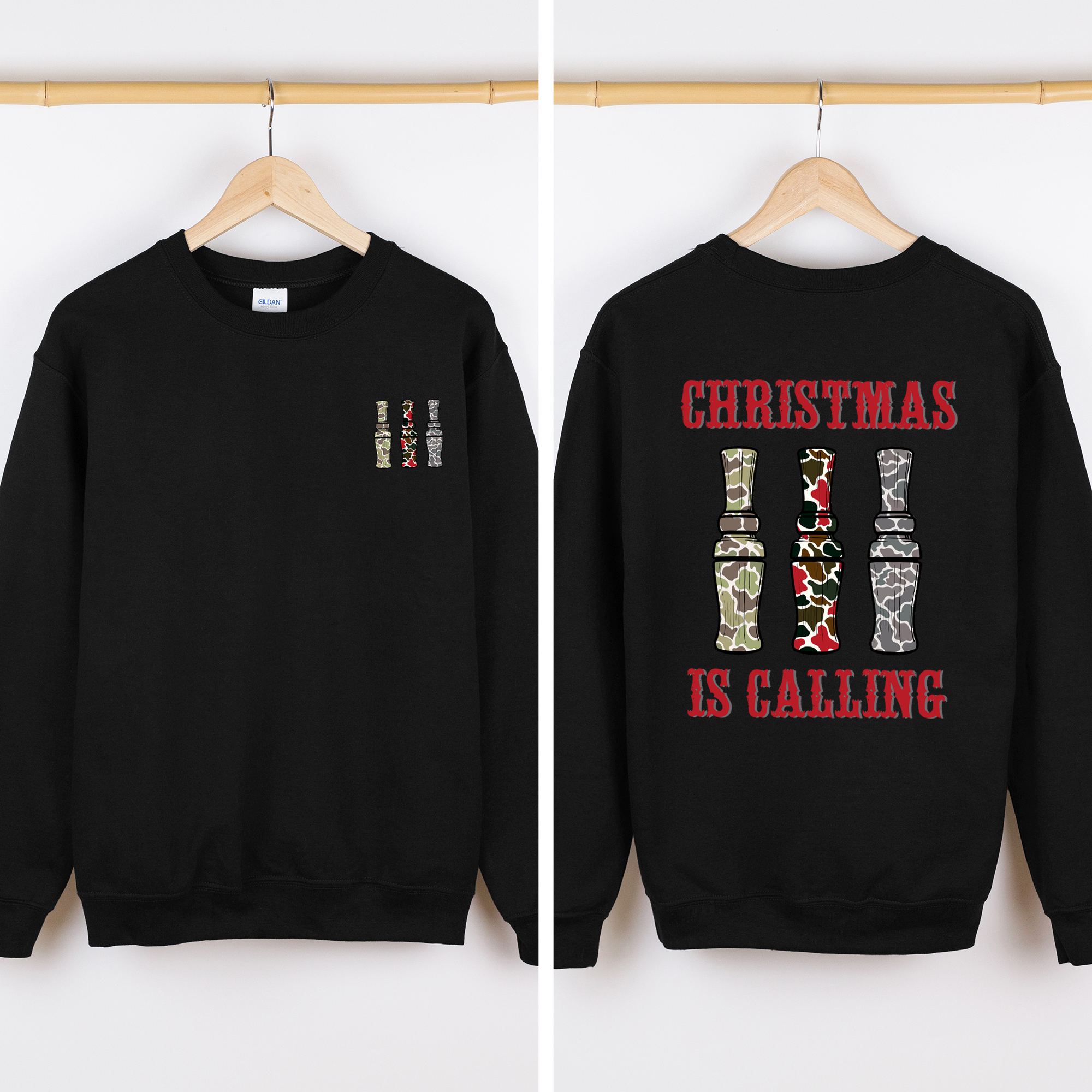 Christmas Is Calling Duck Season Hunting Retro Cozy Graphic Vintage Edition Sweatshirt