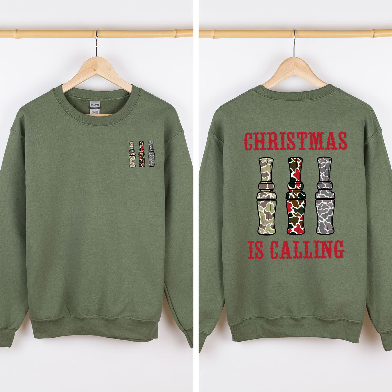 Christmas Is Calling Duck Season Hunting Retro Cozy Graphic Vintage Edition Sweatshirt
