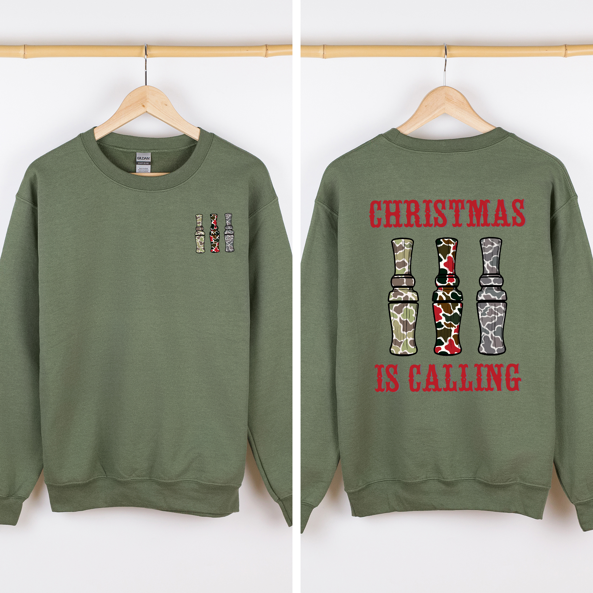 Christmas Is Calling Duck Season Hunting Retro Cozy Graphic Vintage Edition Sweatshirt