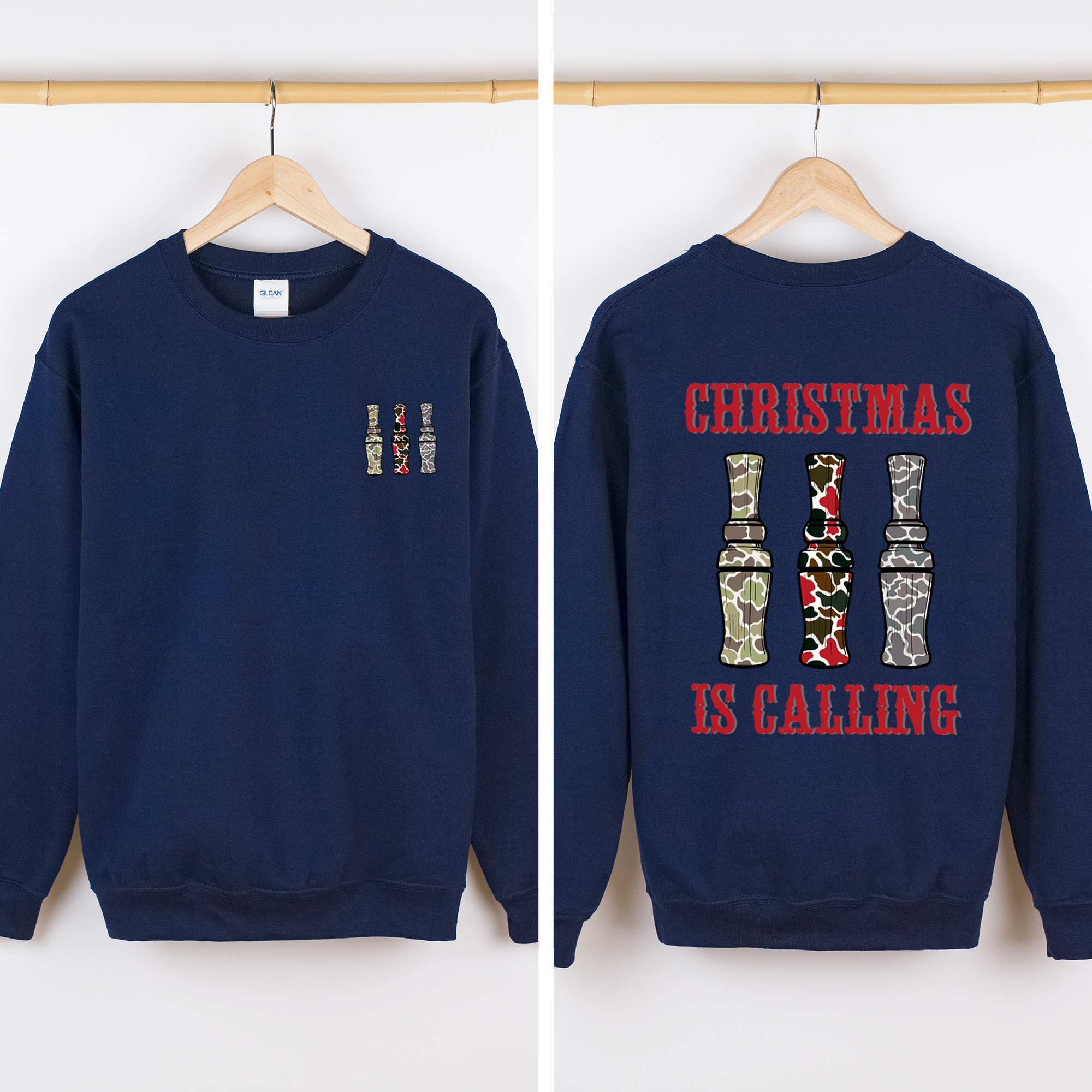 Christmas Is Calling Duck Season Hunting Retro Cozy Graphic Vintage Edition Sweatshirt