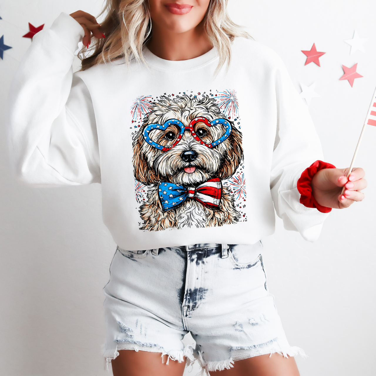 Cockapoo Patriotic Dog USA Pride 4th Of July Edition Celebration Collection Sweatshirt