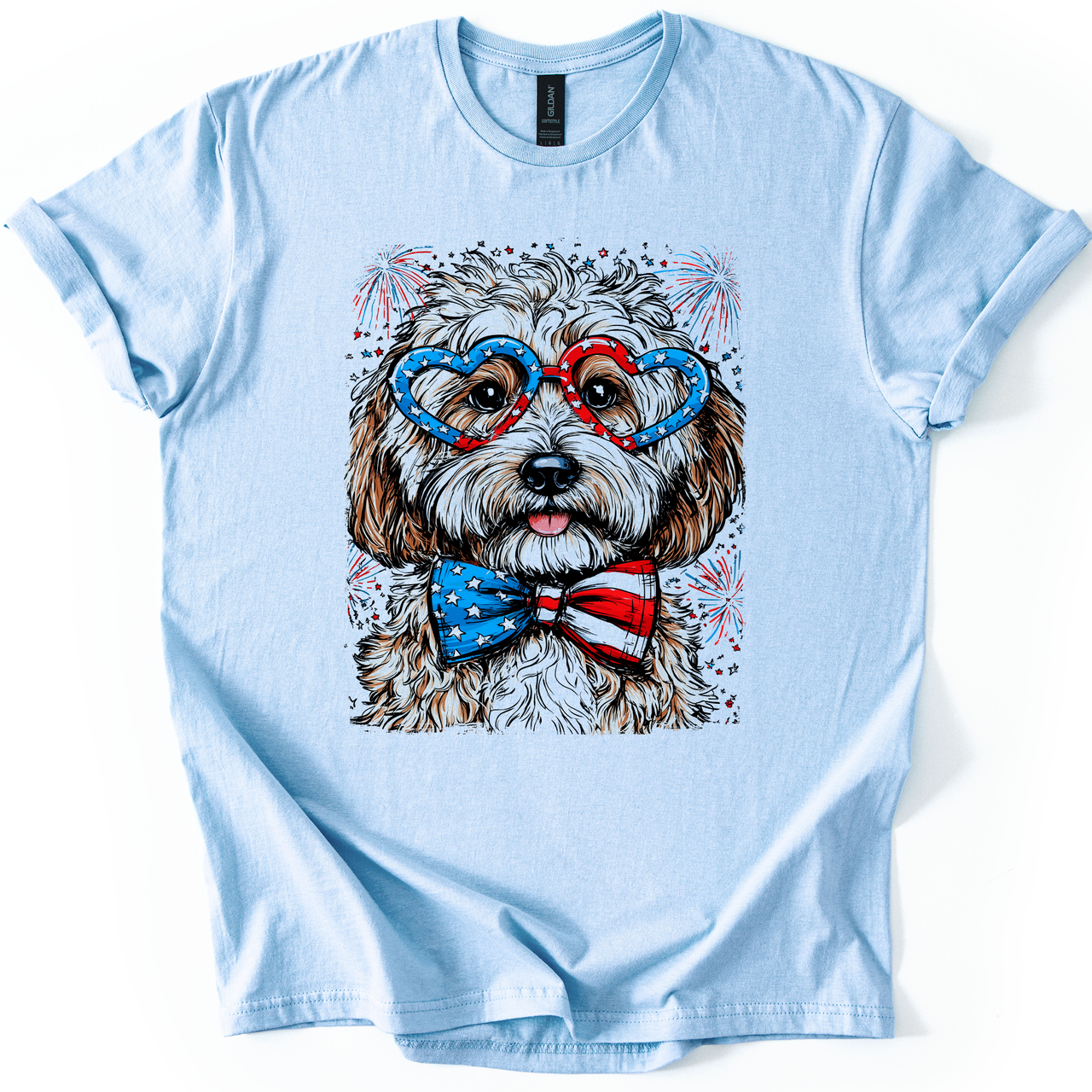 Cockapoo Patriotic Dog USA Pride 4th Of July Family Celebration Barbecue Americana Graphic Tee
