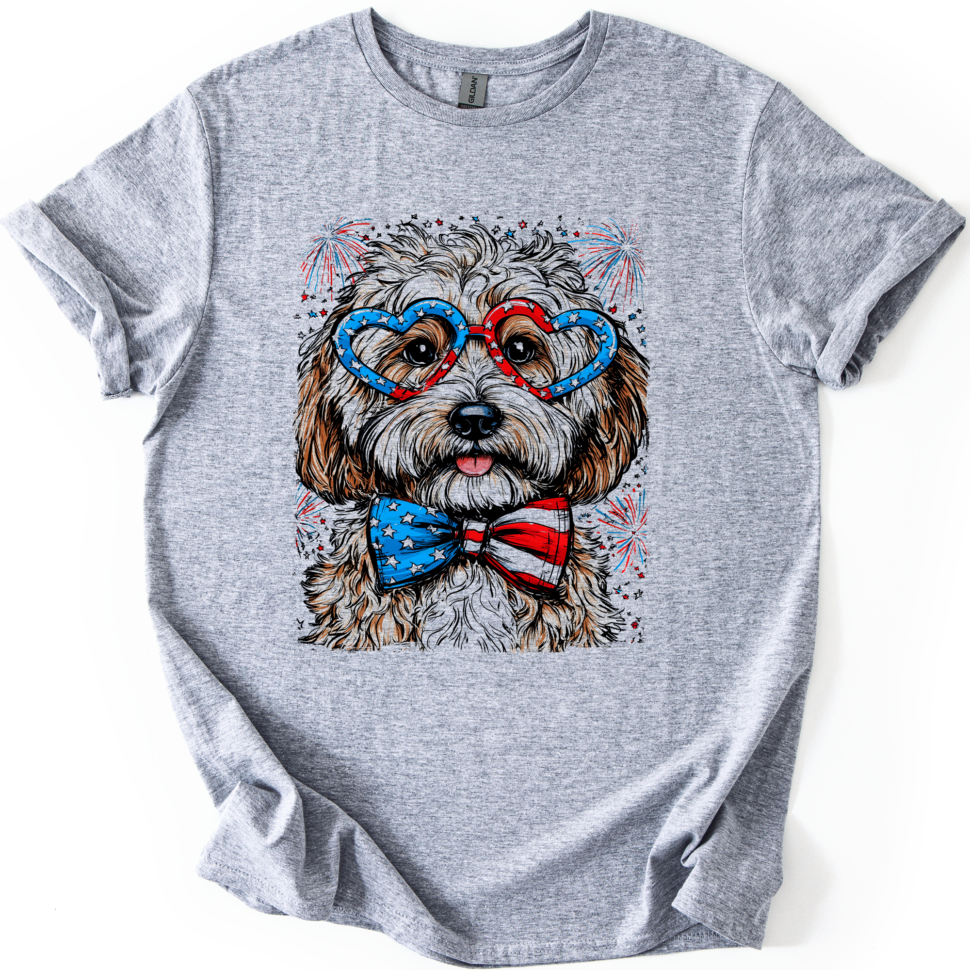 Cockapoo Patriotic Dog USA Pride 4th Of July Family Celebration Barbecue Americana Graphic Tee