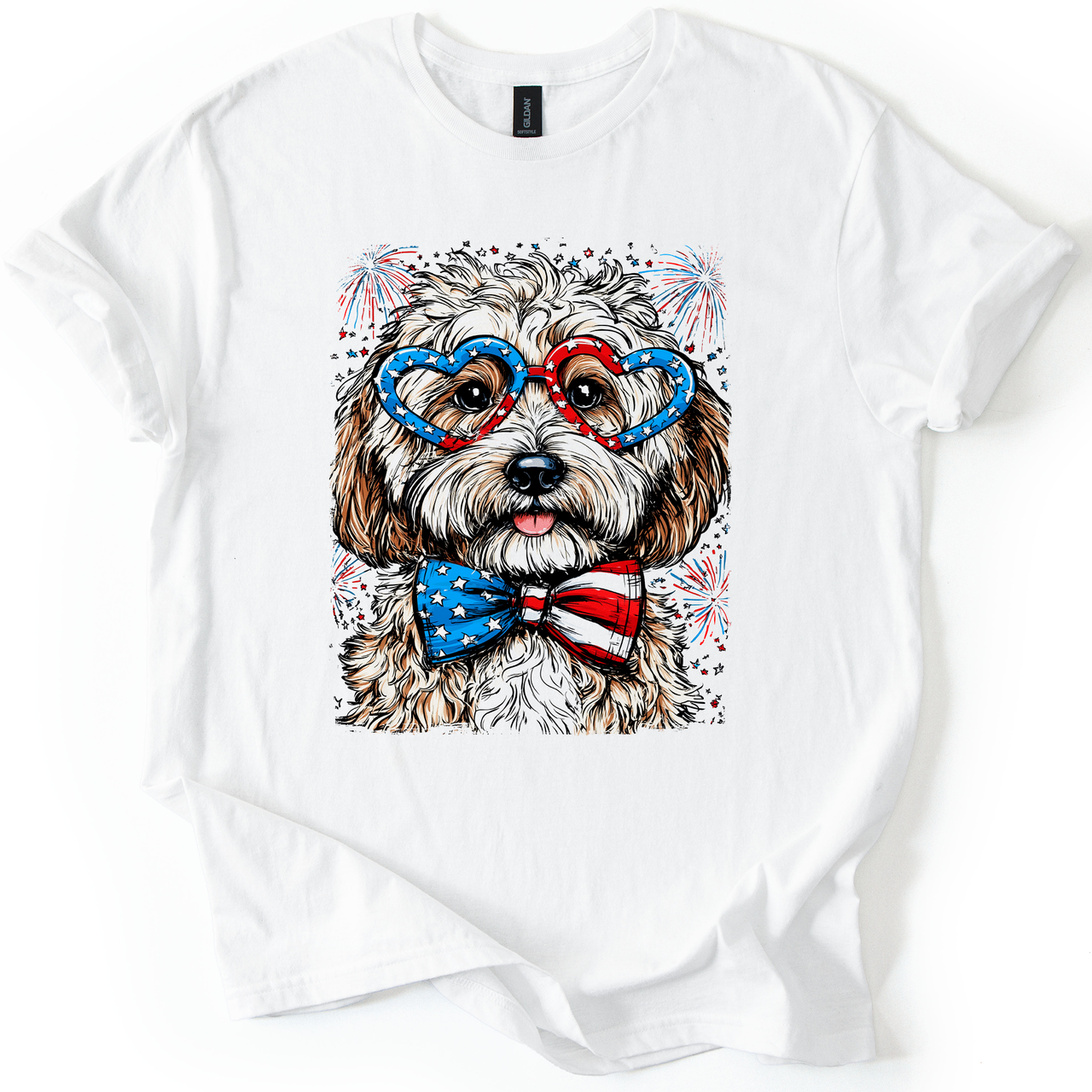 Cockapoo Patriotic Dog USA Pride 4th Of July Family Celebration Barbecue Americana Graphic Tee