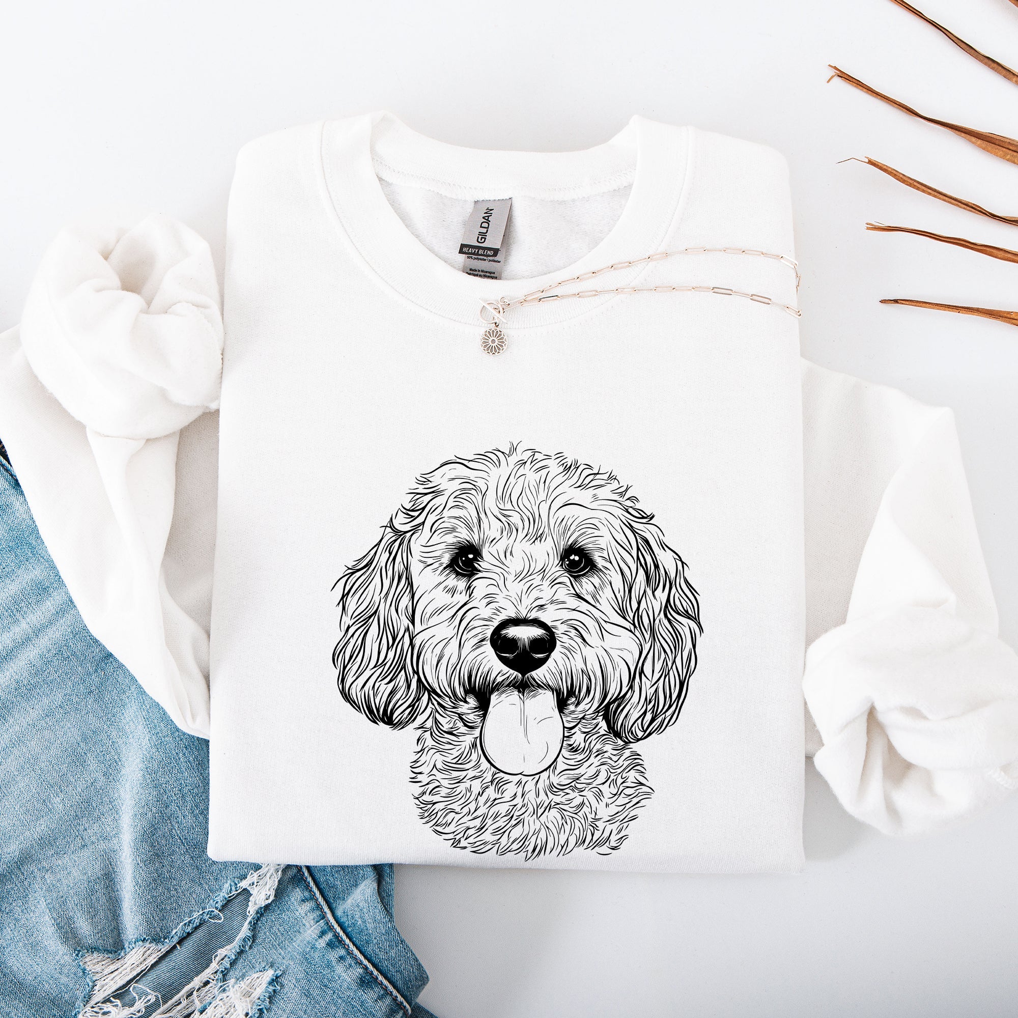 Cockapoo Dog Lover Premium Cozy Cartoon Portrait Design For Pet Parents Soft Cotton Blend Sweatshirt
