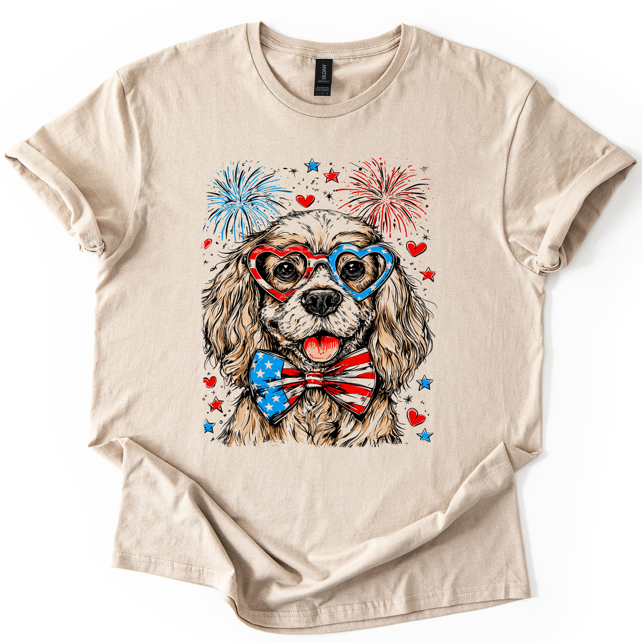 Cocker Spaniel Patriotic Dog USA Pride Fourth of July Edition All American Hero Graphic Tee