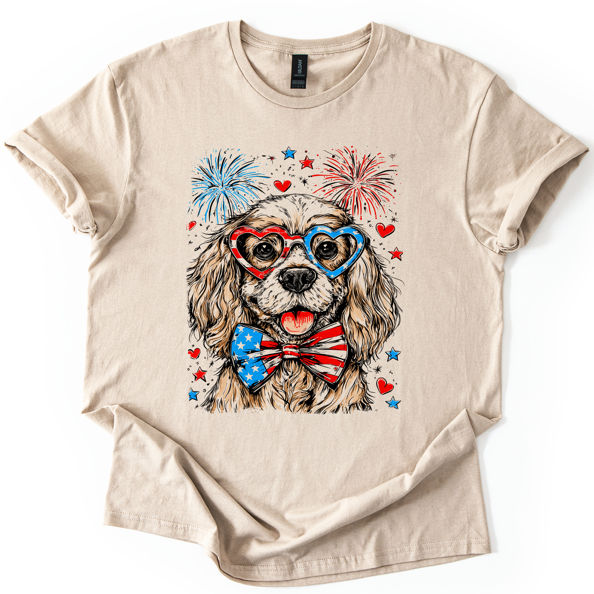 Cocker Spaniel Patriotic Dog USA Pride Fourth of July Edition All American Hero Graphic Tee