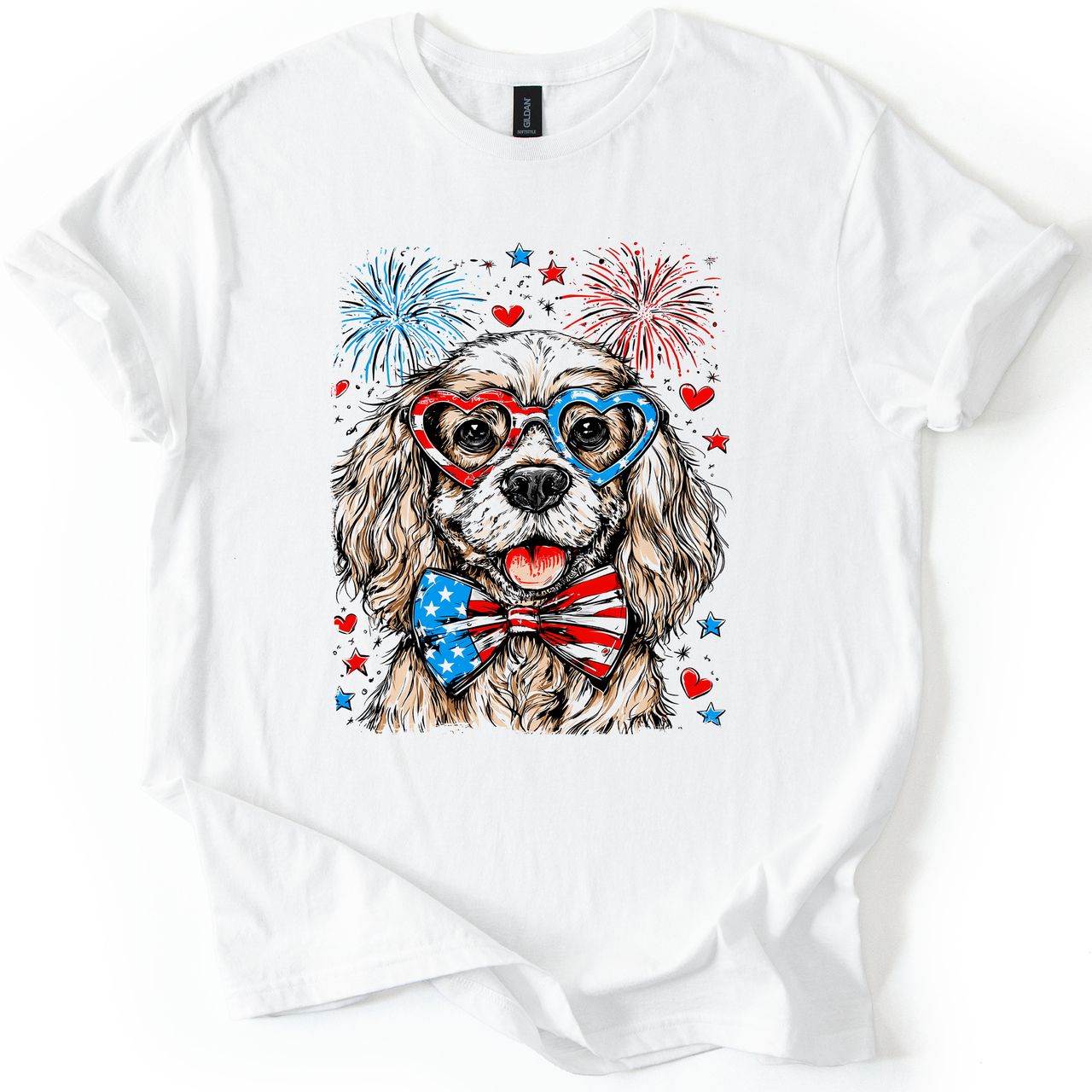 Cocker Spaniel Patriotic Dog USA Pride Fourth of July Edition All American Hero Graphic Tee