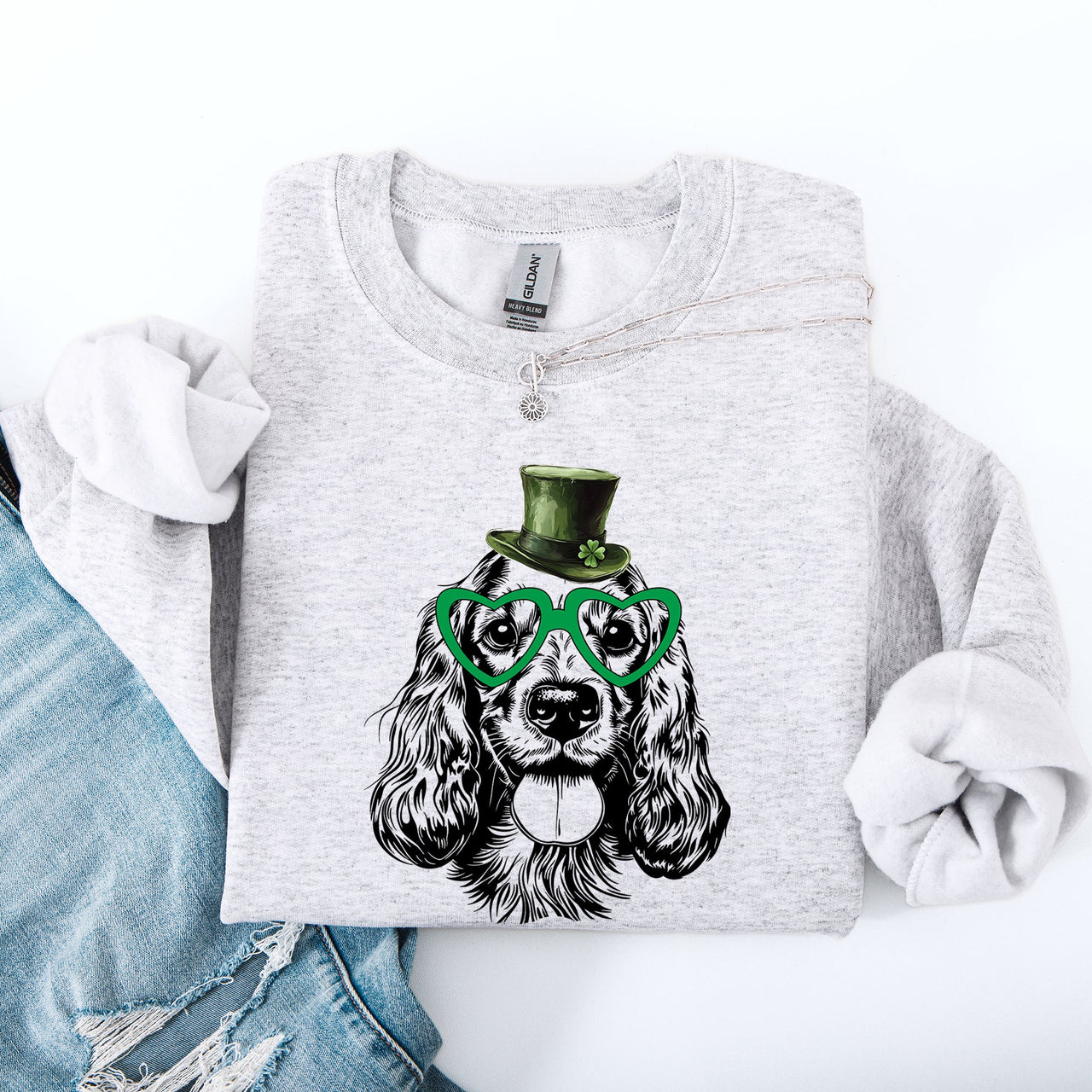 Cocker Spaniel St Patrick's Day Irish Lucky Four Leaf Clover Edition Adorable Dog Sweatshirt