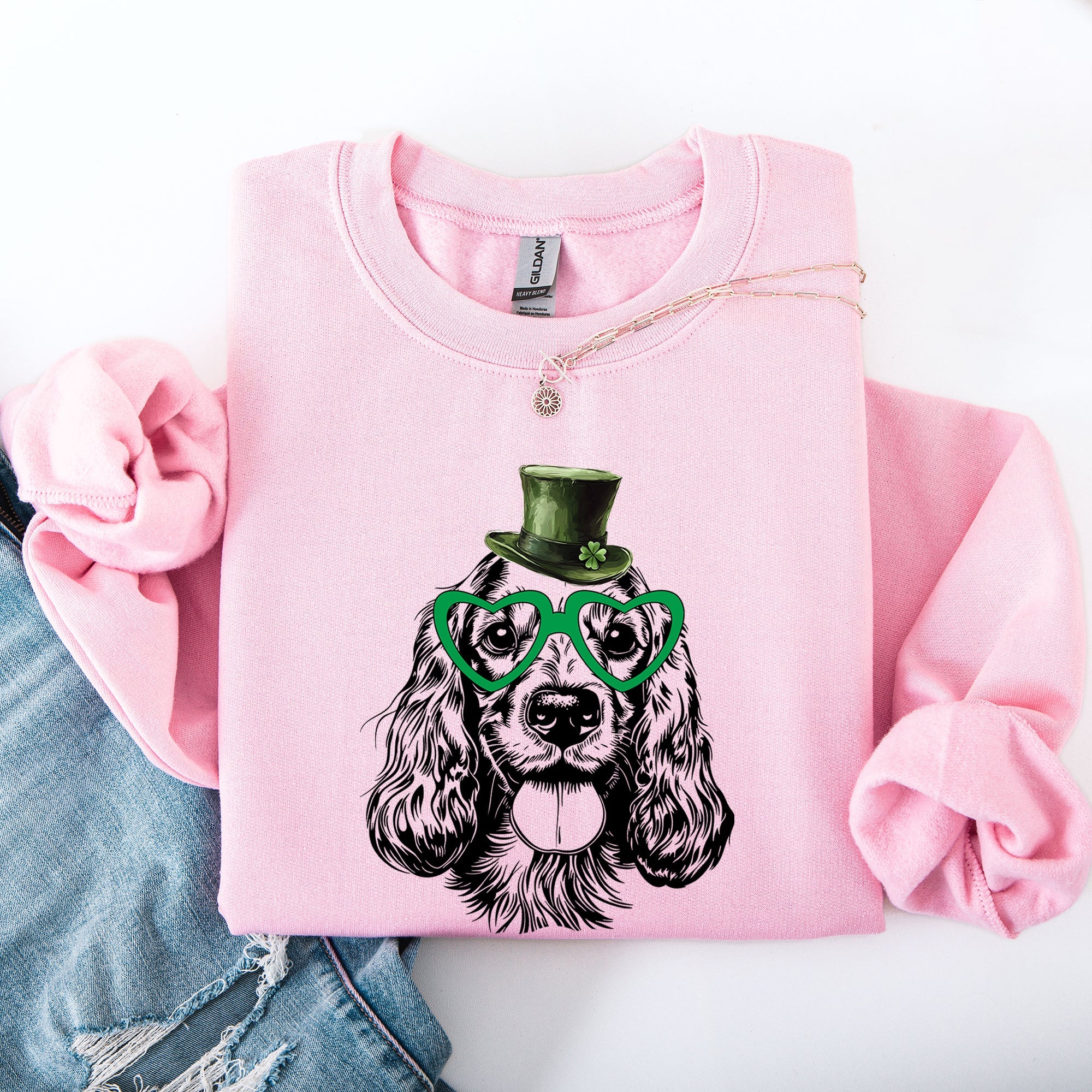 Cocker Spaniel St Patrick's Day Irish Lucky Four Leaf Clover Edition Adorable Dog Sweatshirt
