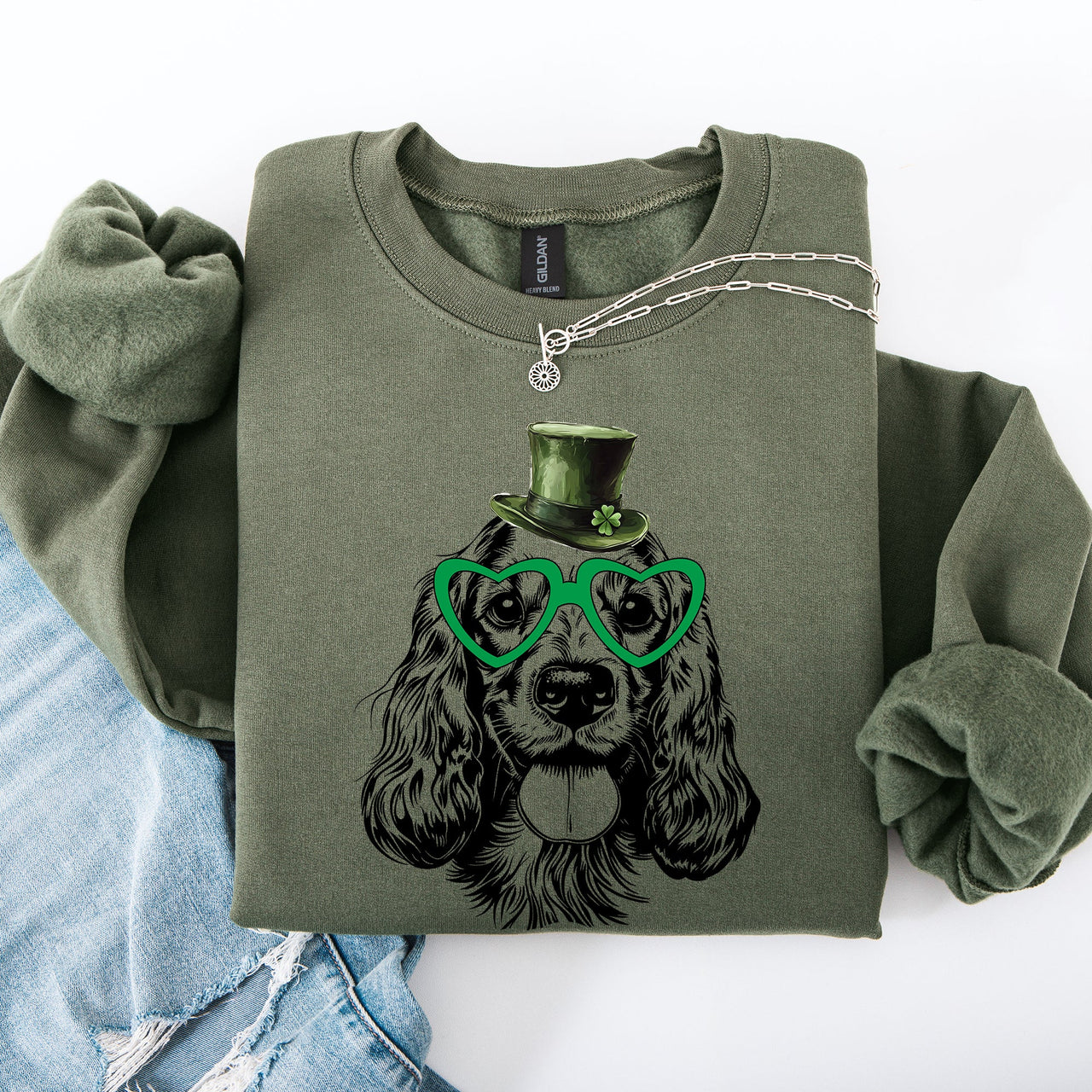 Cocker Spaniel St Patrick's Day Irish Lucky Four Leaf Clover Edition Adorable Dog Sweatshirt