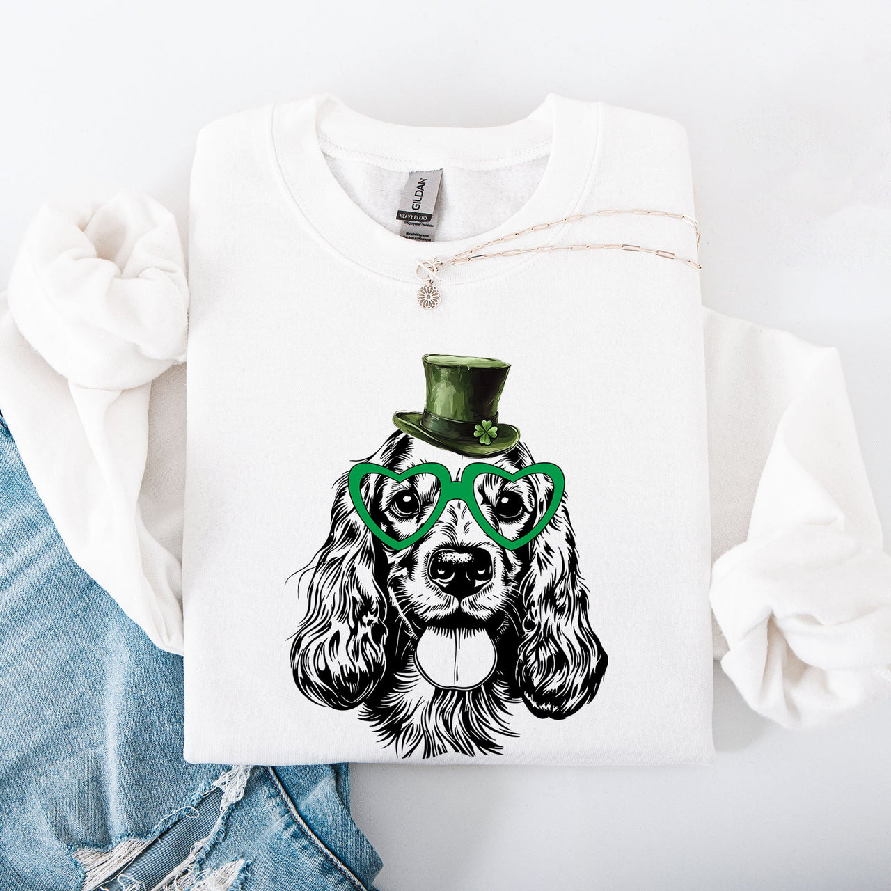 Cocker Spaniel St Patrick's Day Irish Lucky Four Leaf Clover Edition Adorable Dog Sweatshirt