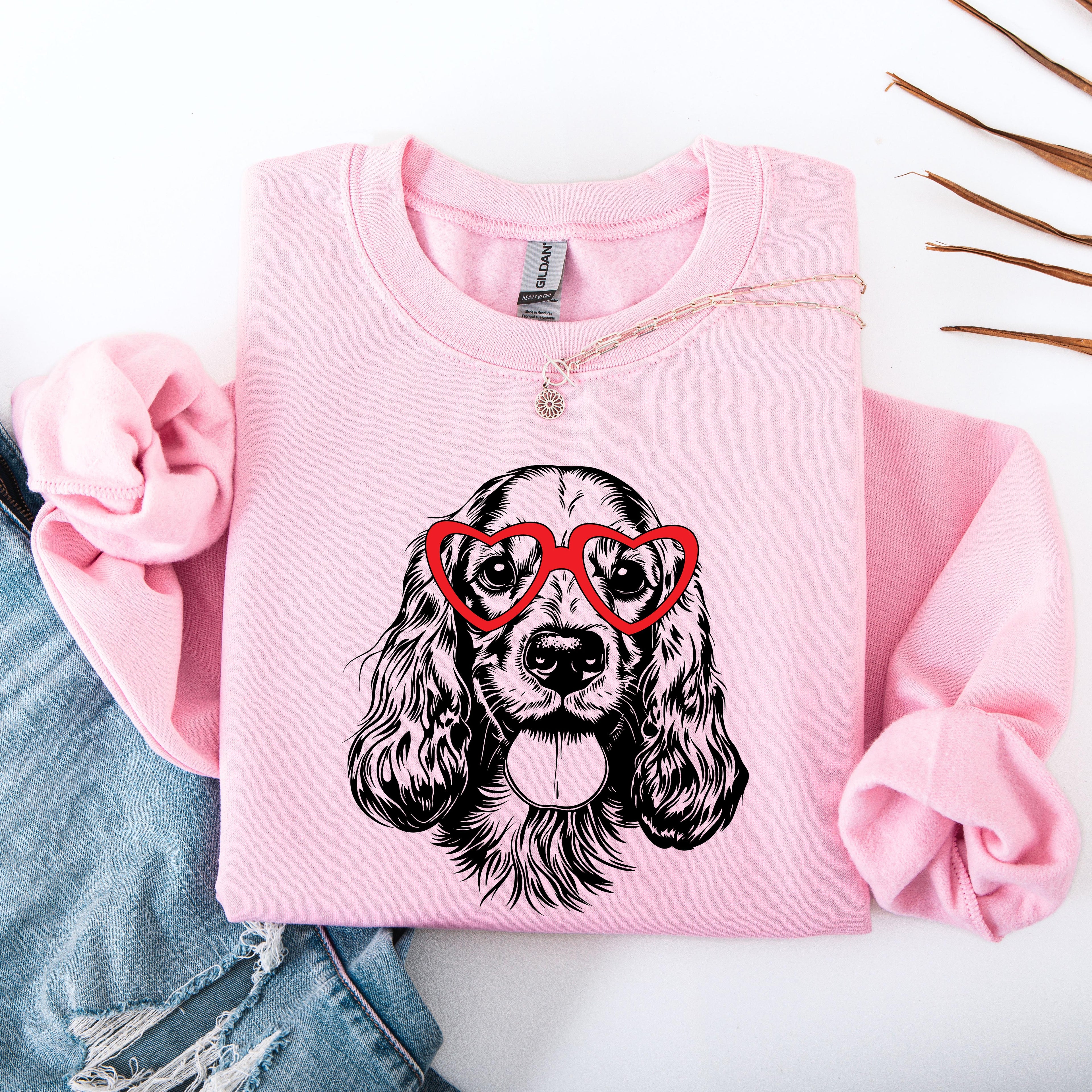 Charming Cocker Spaniel Portrait Silhouette For Dog Lovers Everywhere Graphic Sweatshirt
