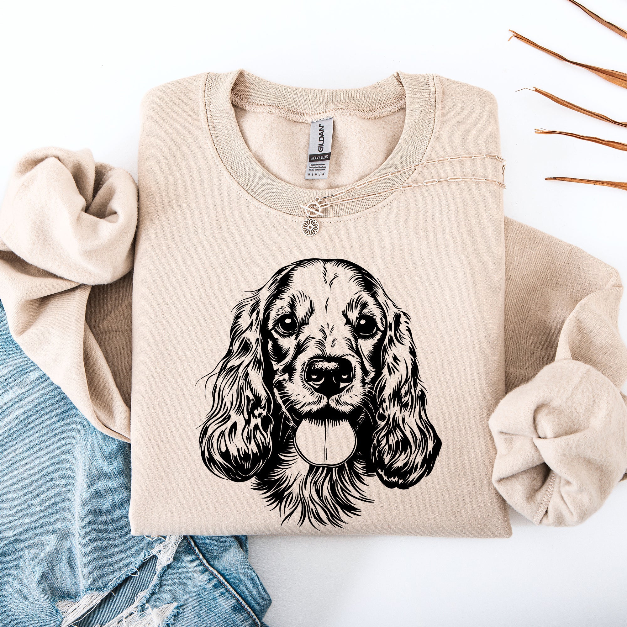 Charming Cocker Spaniel Portrait Silhouette For Dog Lovers Everywhere Graphic Sweatshirt