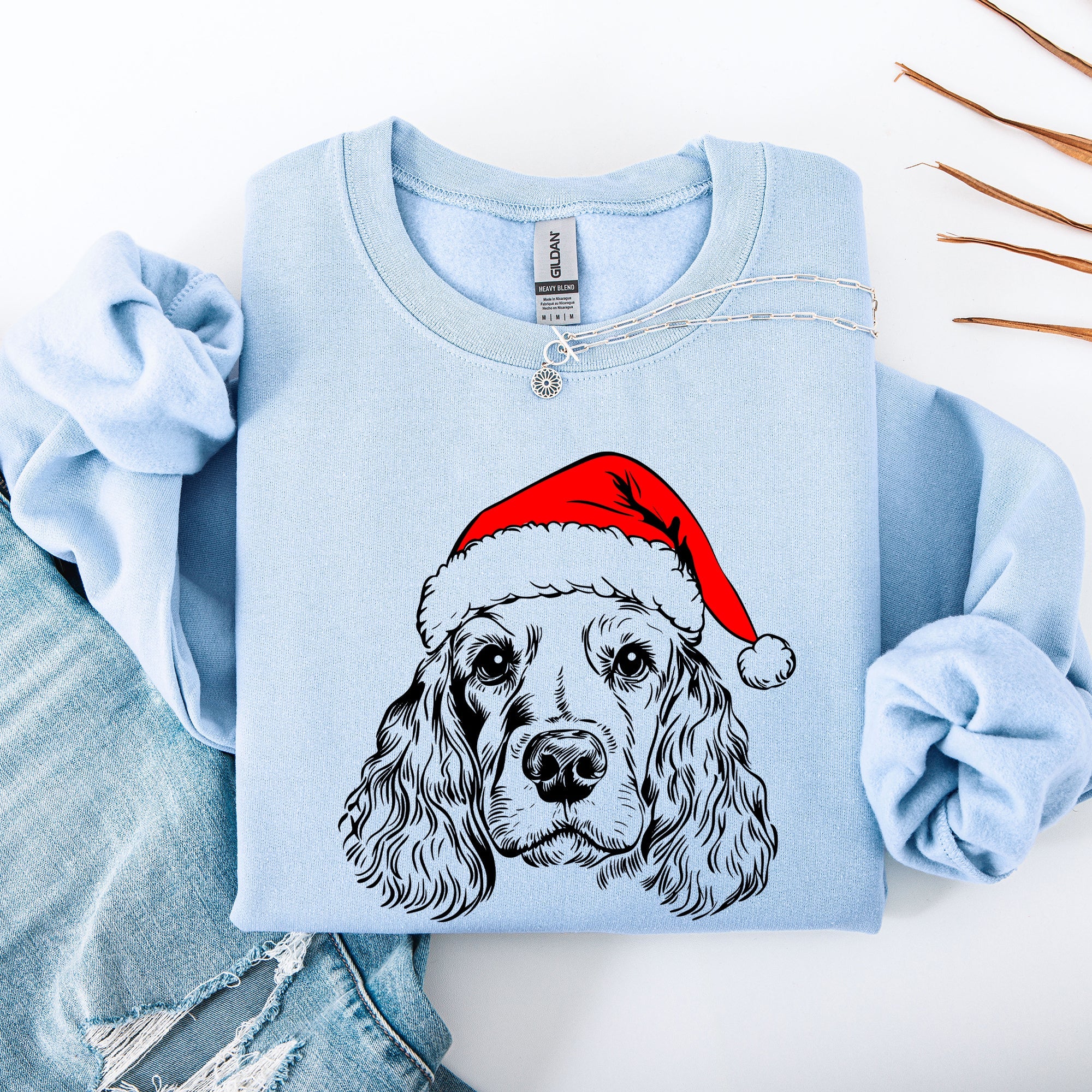 Cocker Spaniel Santa Christmas Dog Lover Pet Portrait Festive Holiday Scene Sweatshirt