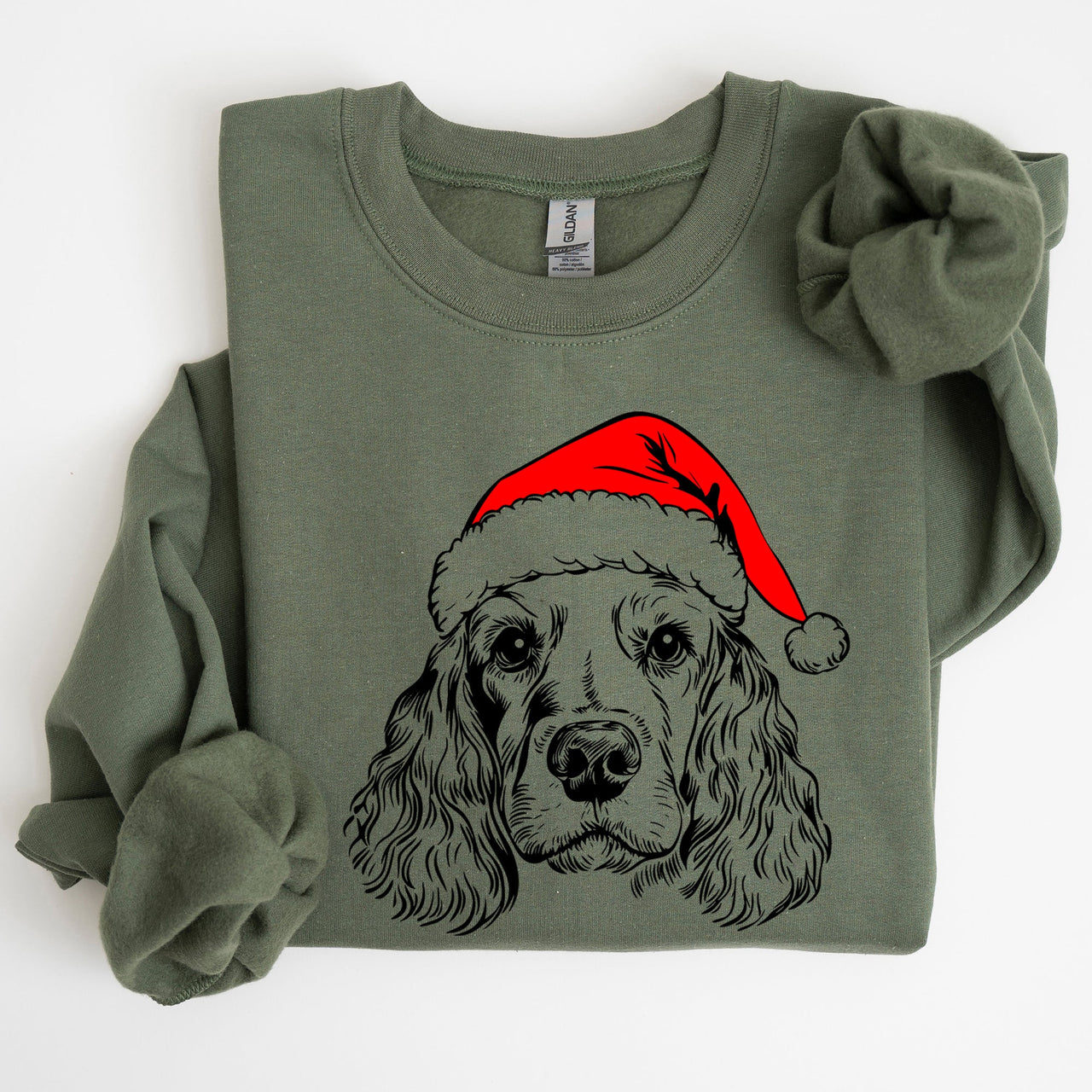 Cocker Spaniel Santa Christmas Dog Lover Pet Portrait Festive Holiday Scene Sweatshirt