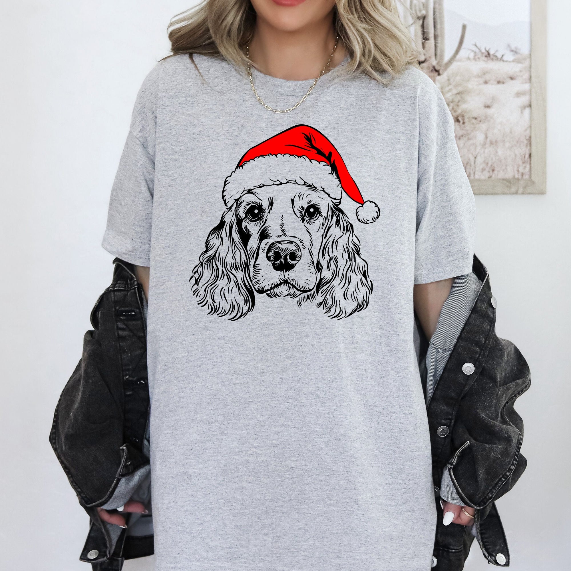 Cocker Spaniel Santa Christmas Paws Dog Lover Festive Holiday Edition Premium Collectible Comfort Colors Tee