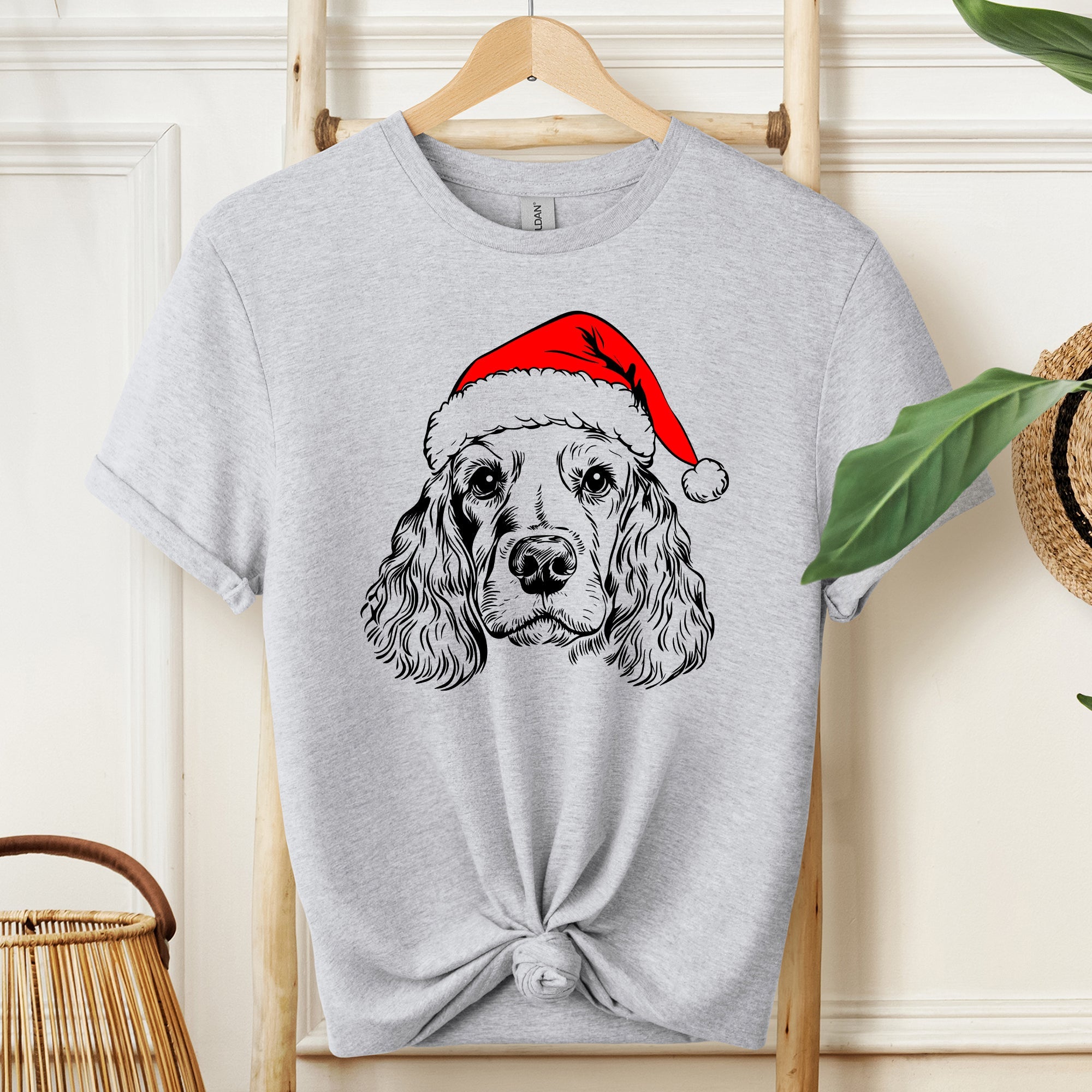 Cocker Spaniel Santa Christmas Paws Dog Lover Festive Holiday Edition Premium Collectible Comfort Colors Tee