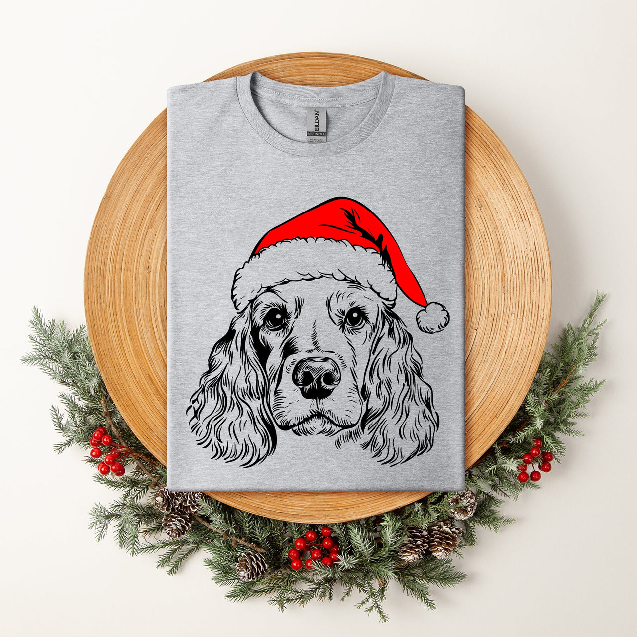 Cocker Spaniel Santa Christmas Paws Dog Lover Festive Holiday Edition Premium Collectible Comfort Colors Tee