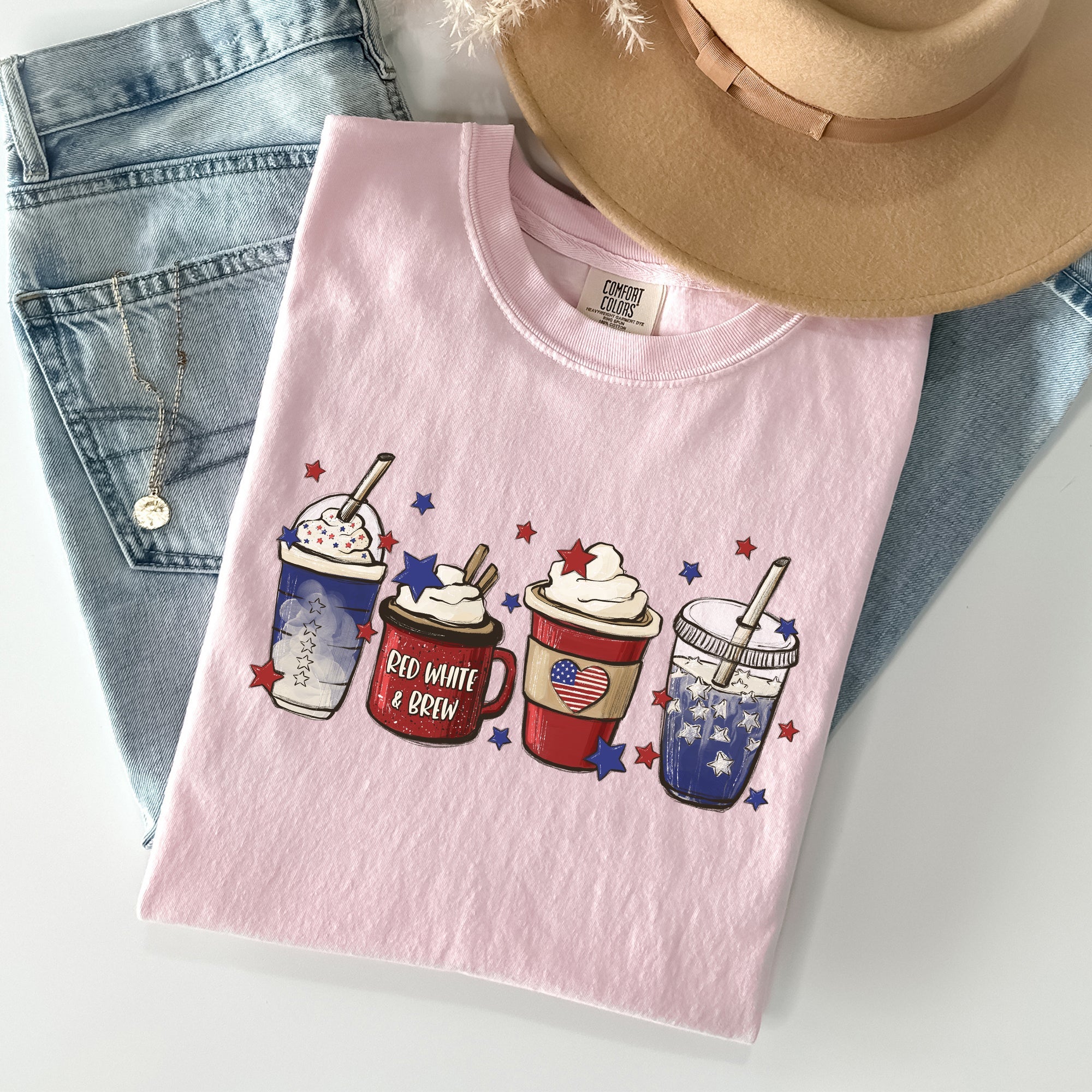 Coffee Lovers America Patriotic 4th July Flag Stars And Stripes Edition Graphic Comfort Colors Tee