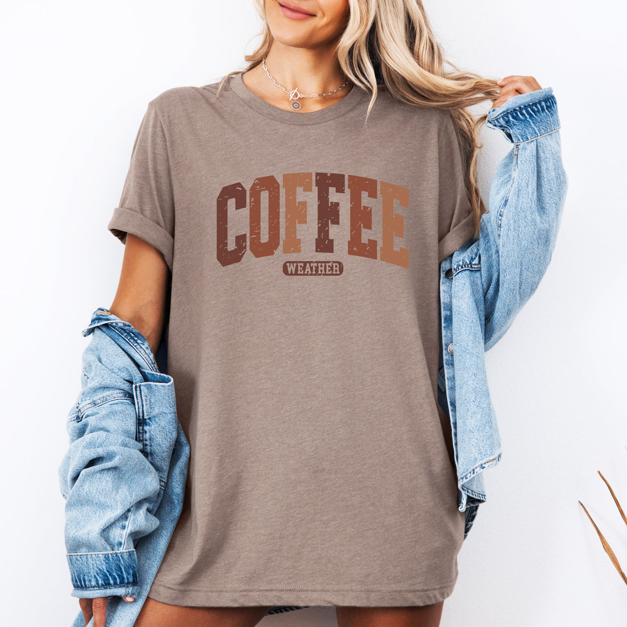 Coffee Weather Pumpkin Checkered Autumn Cozy Minimalist Fall Vibes Seasonal Homey Mood Graphic Tee