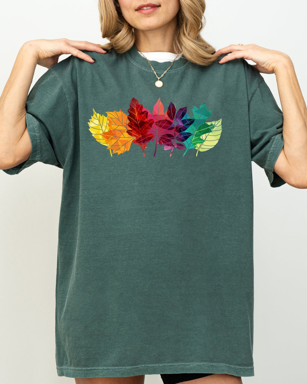 Colorful Autumn Leaves Fall Foliage Botanical Halloween Thanksgiving Comfort Colors Tee