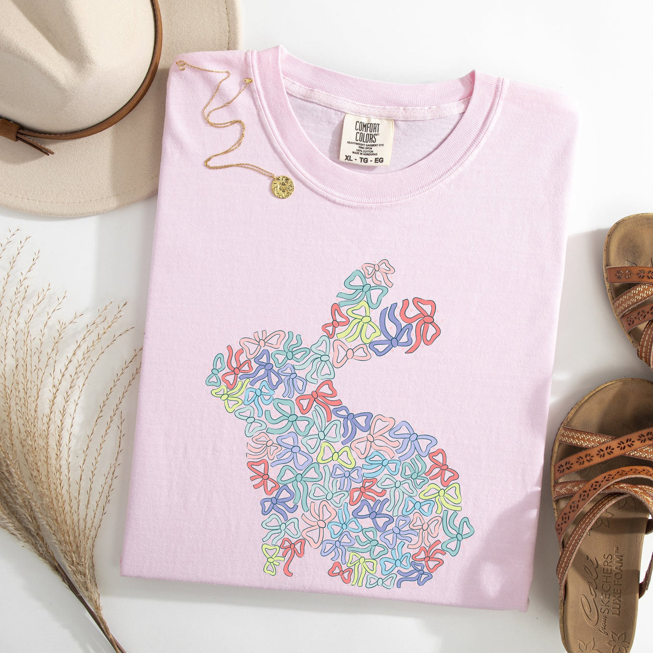Colorful Bows Easter Bunny Jesus Rabbit Holiday Celebration Blessings For Family And Friends Comfort Colors Tee