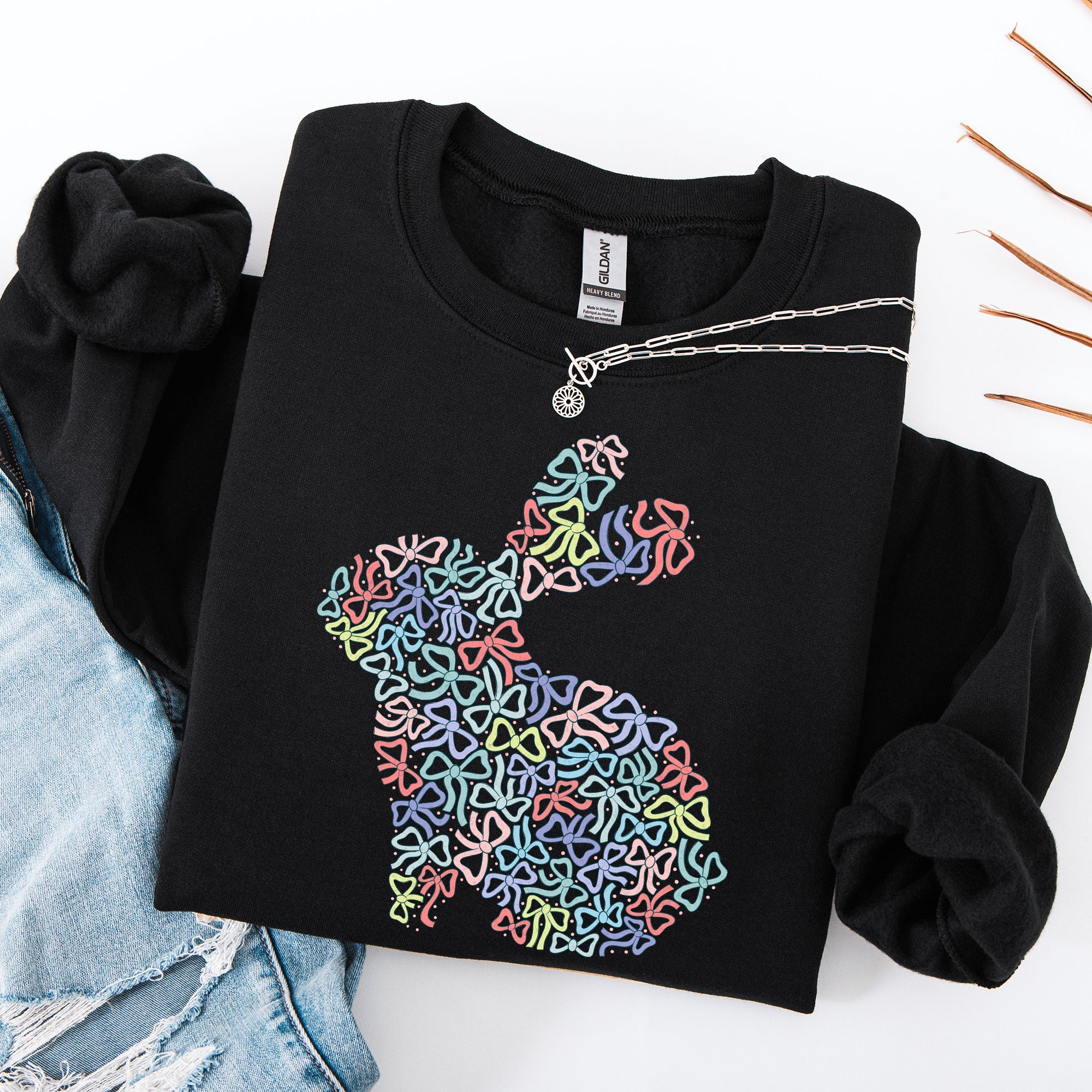Colorful Bows Easter Bunny Jesus Rabbit Holiday Celebration Keepsake Edition Sweatshirt
