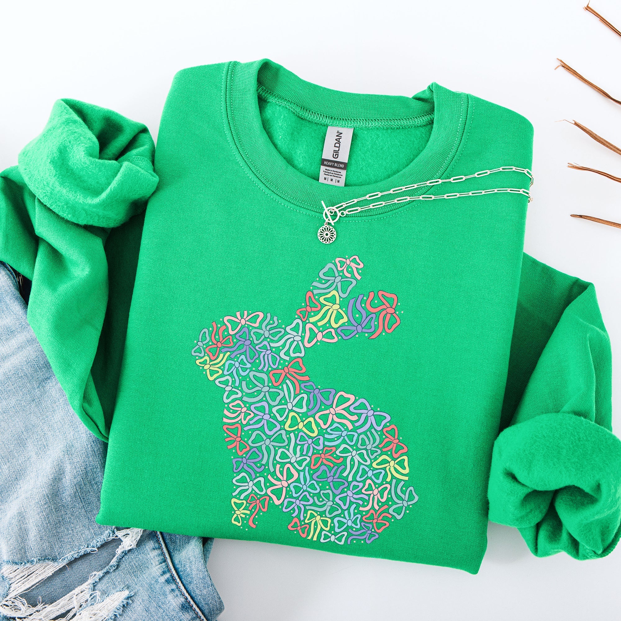 Colorful Bows Easter Bunny Jesus Rabbit Holiday Celebration Keepsake Edition Sweatshirt
