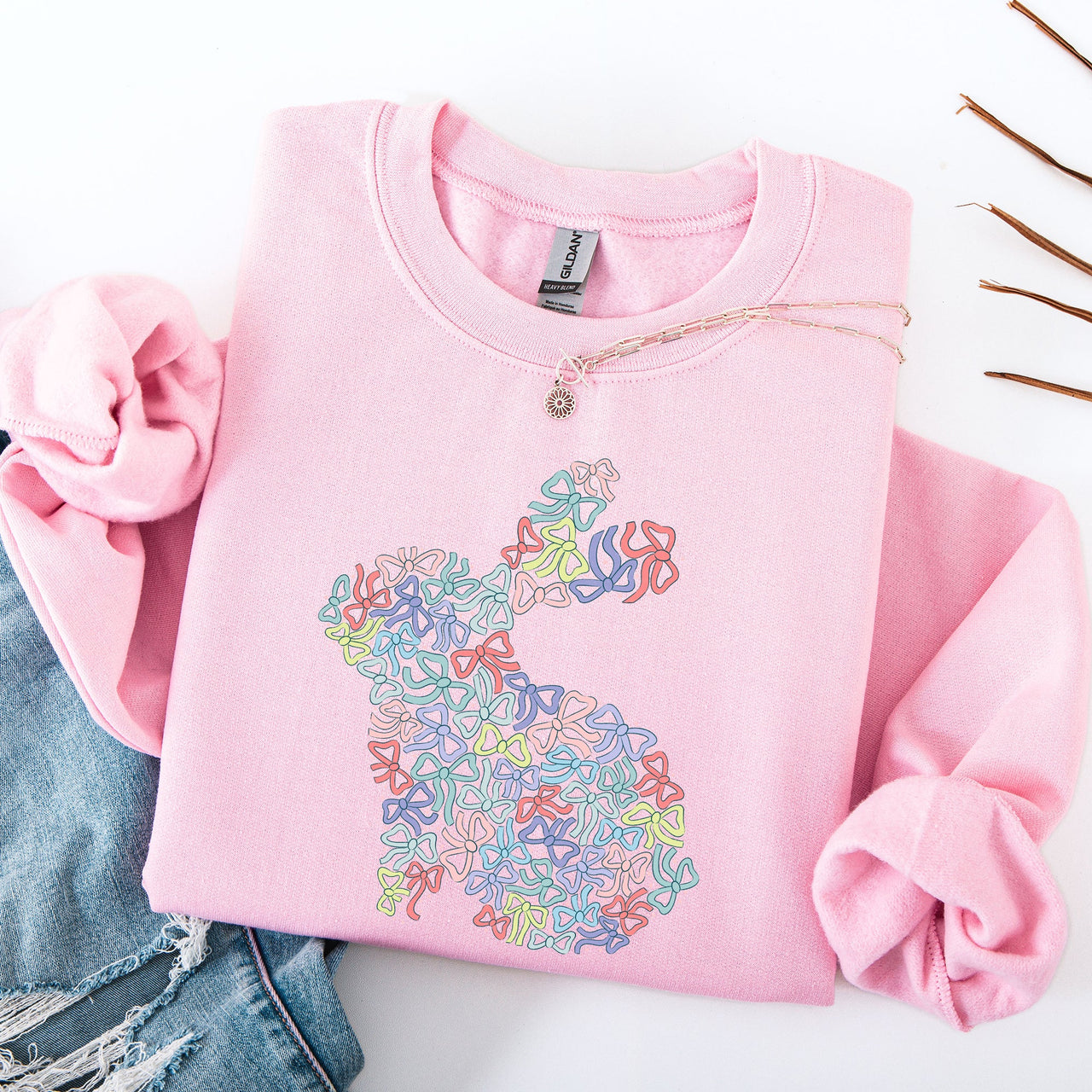 Colorful Bows Easter Bunny Jesus Rabbit Holiday Celebration Keepsake Edition Sweatshirt