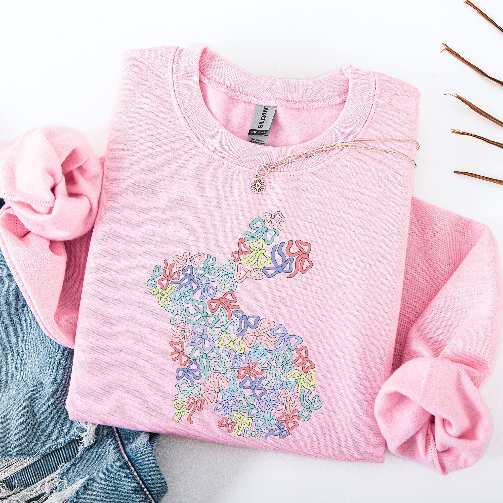 Colorful Bows Easter Bunny Jesus Rabbit Holiday Celebration Keepsake Edition Sweatshirt