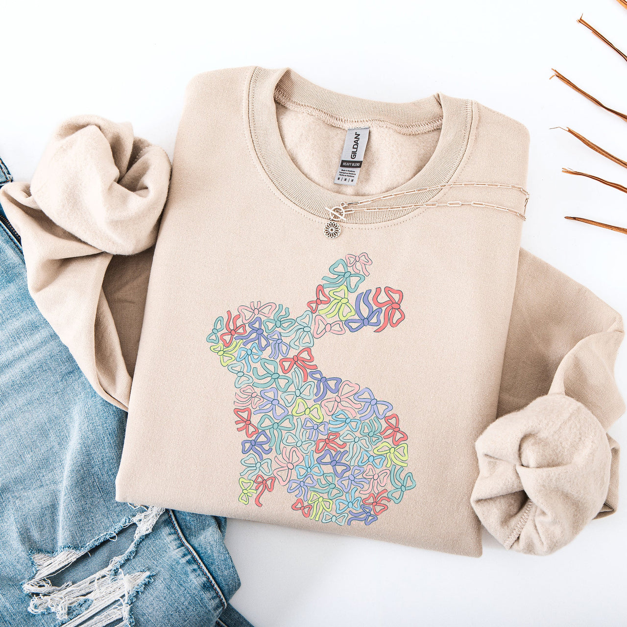 Colorful Bows Easter Bunny Jesus Rabbit Holiday Celebration Keepsake Edition Sweatshirt