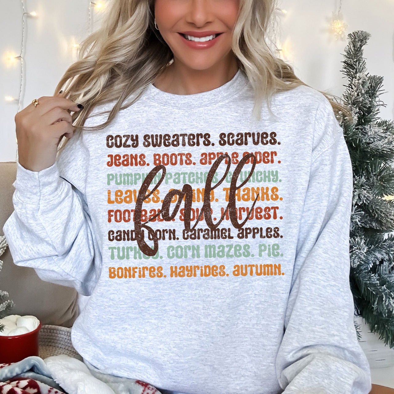 Colorful Fall Quote Autumn Hayride Leaves Seasonal Collection Cozy Graphic Sweatshirt