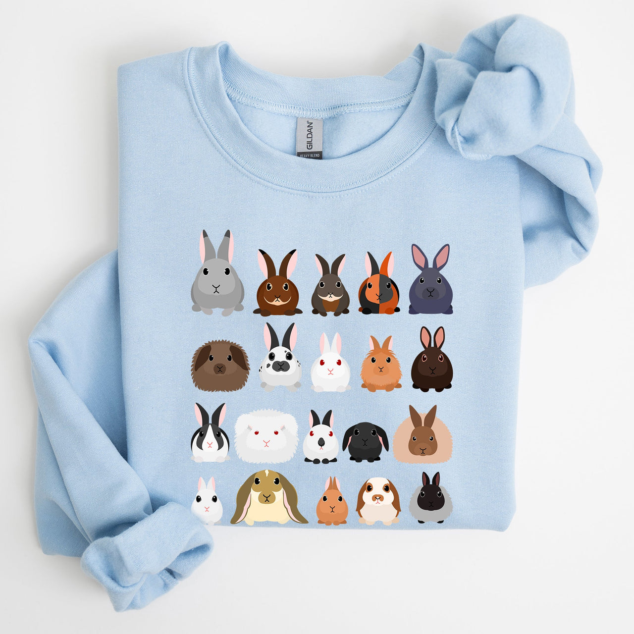 Colorful Rabbit Breeds, Rabbits In A Row, Easter Collection Artwork Featuring Playful Rabbits Graphic Sweatshirt