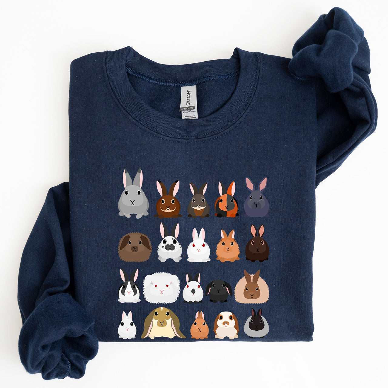 Colorful Rabbit Breeds, Rabbits In A Row, Easter Collection Artwork Featuring Playful Rabbits Graphic Sweatshirt