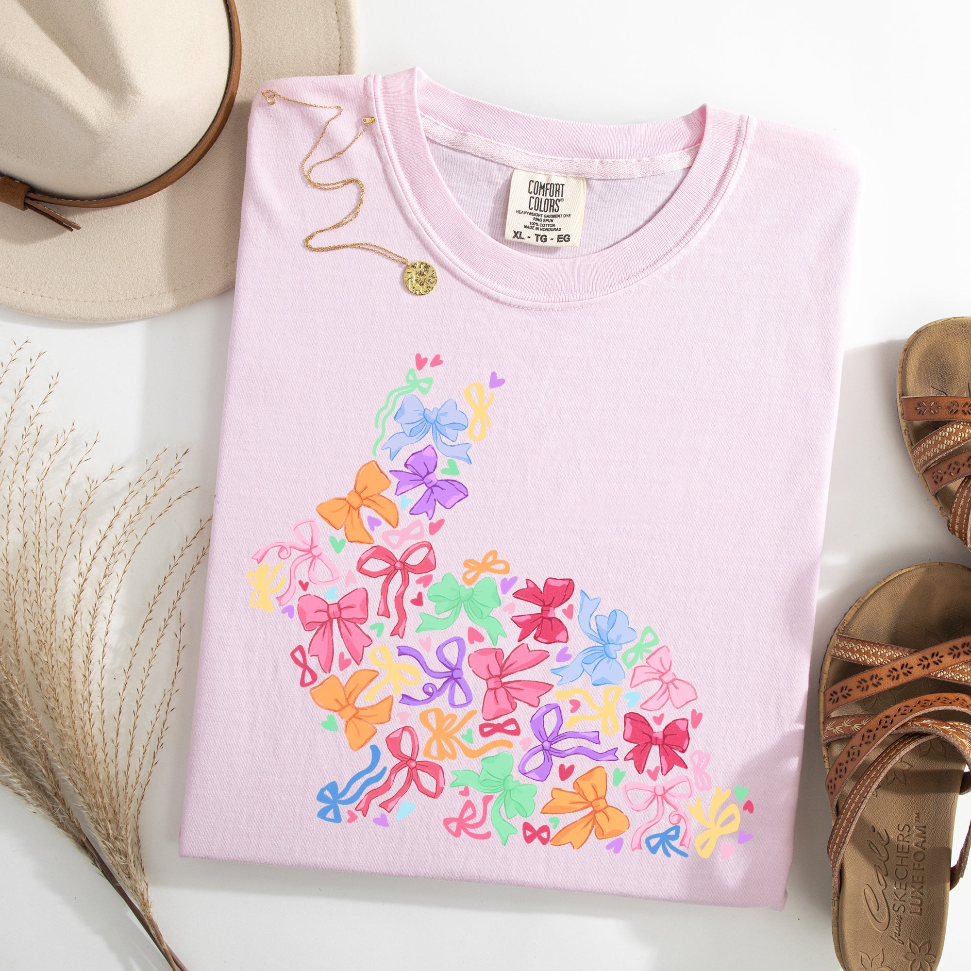 Colorful Ribbons Easter Bunny Jesus Holiday Scene With Classic Religious Imagery Comfort Colors Tee