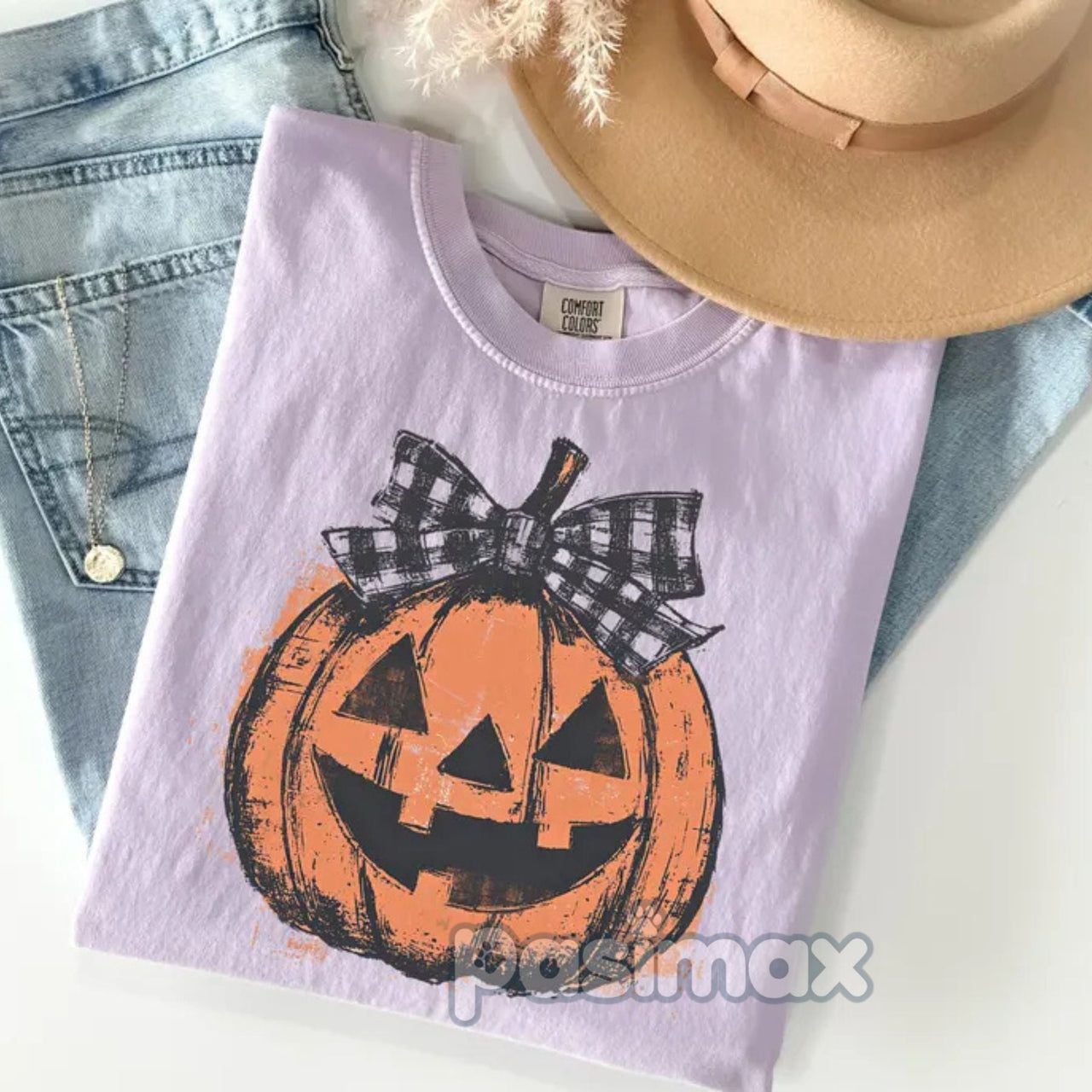 Comfort Colors® Coquette Halloween T-Shirt – Dreamy Jack o Lantern Shirt, Romantic Spooky Season Top, Aesthetic Pumpkin Tee