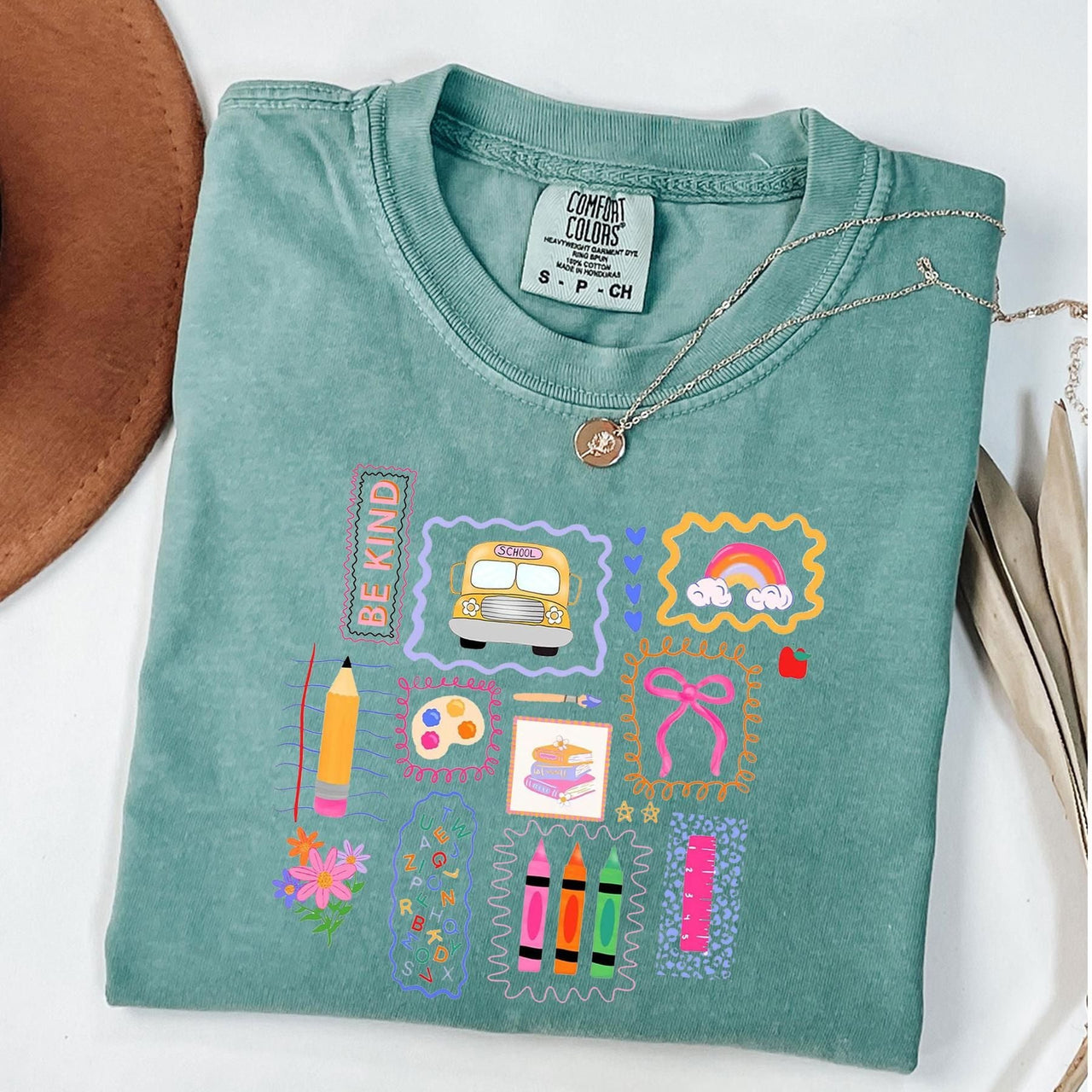 Comfort Colors Teacher Life T-shirt, Soft Garment-Dyed Back to School Tee, Trendy Doodle School Shirt, Cute Teacher Gift