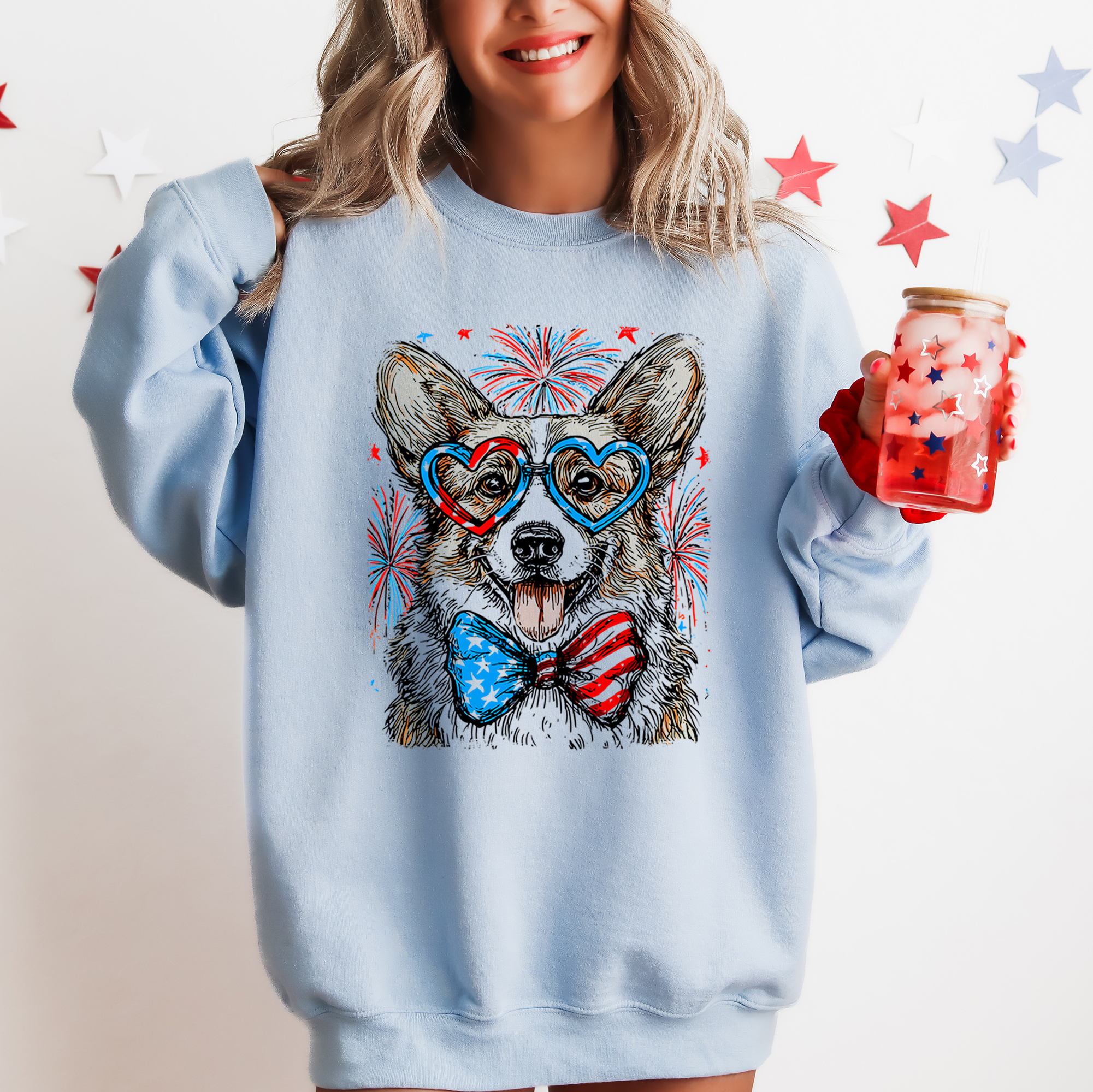 Corgi Patriotic Dog USA America Pet Lover Fourth Of July Celebration For Pet Fans Sweatshirt