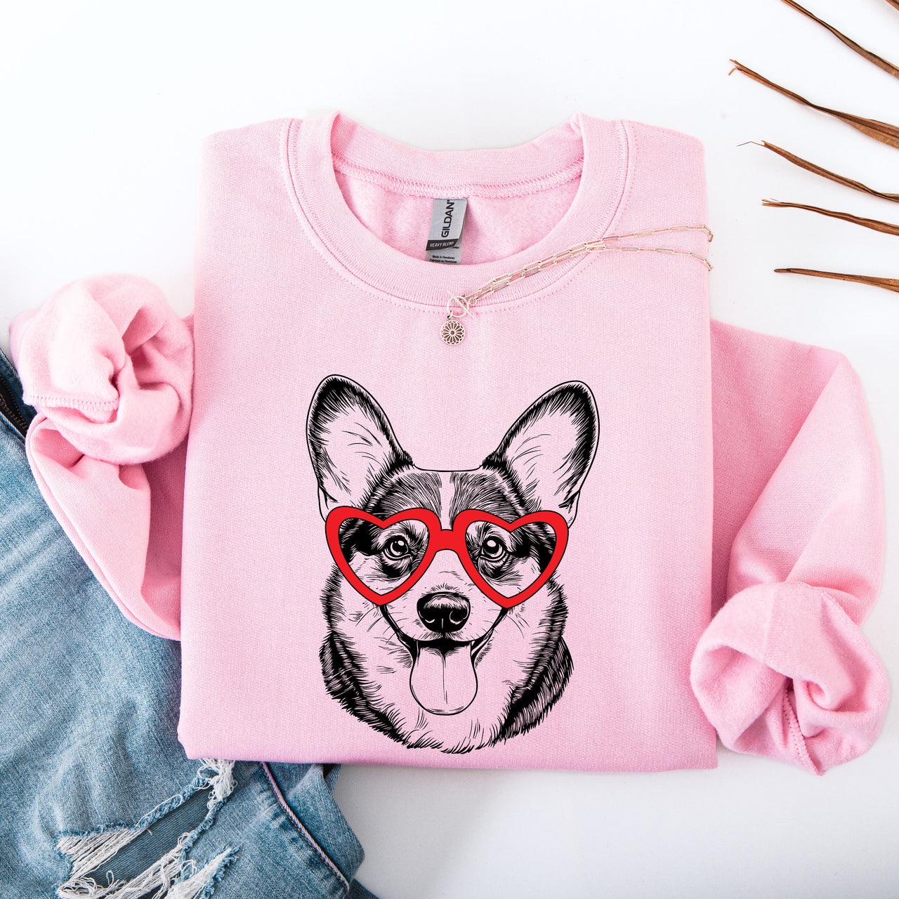 Corgi Dog Lover Cartoon Portrait With Paw Prints And Playful Breed Pride Sweatshirt