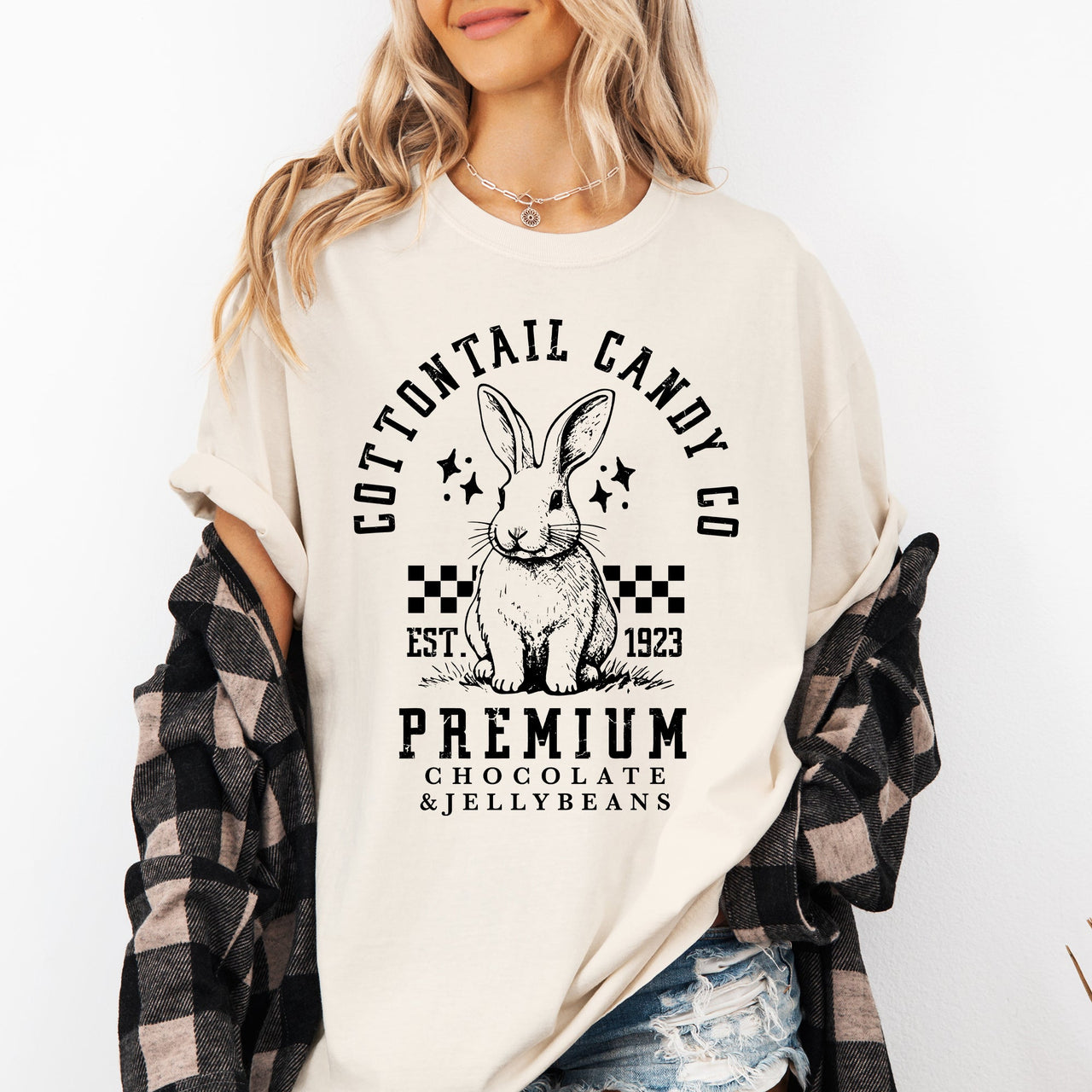 Cottontail Candy Easter Bunny Jesus Rabbit Holiday Celebration Theme Comfort Colors Tee
