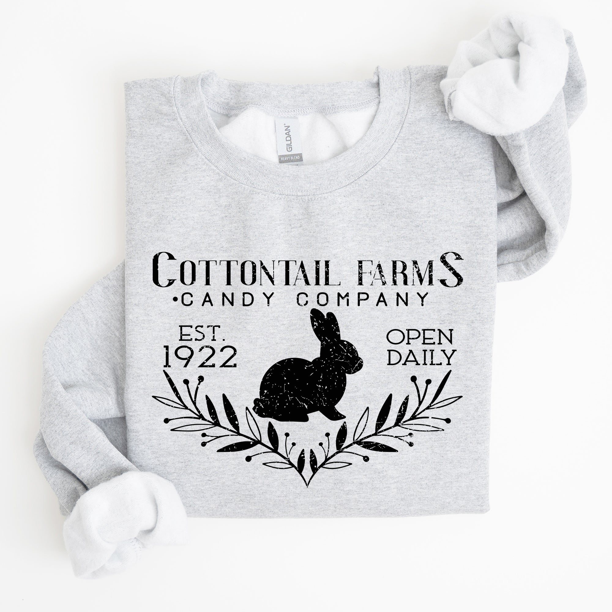 Cottontail Farms Candy Company Retro Sign Easter Candy Shop Display Vintage Style Sweatshirt