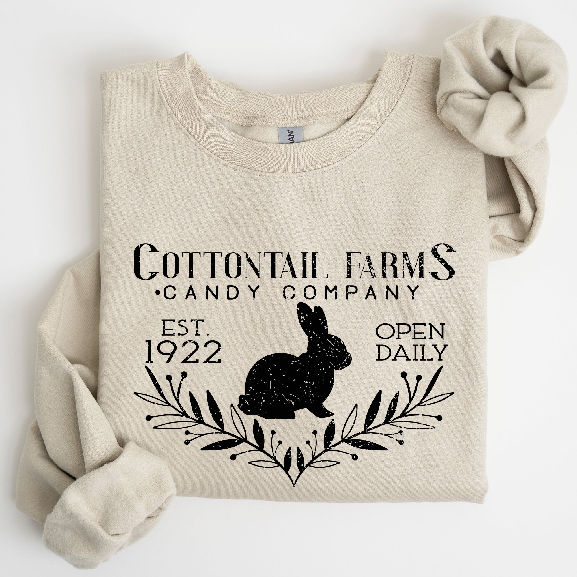 Cottontail Farms Candy Company Retro Sign Easter Candy Shop Display Vintage Style Sweatshirt