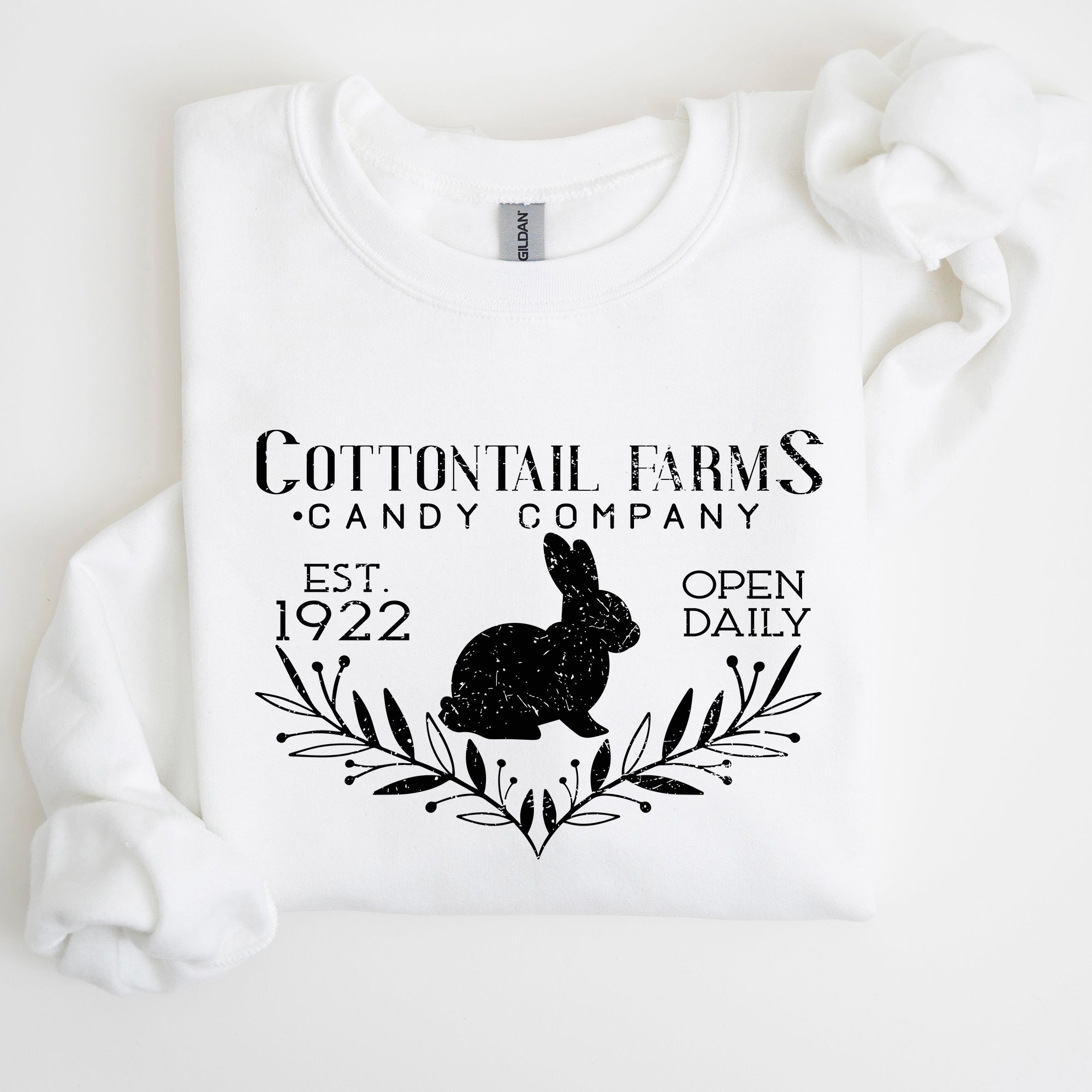 Cottontail Farms Candy Company Retro Sign Easter Candy Shop Display Vintage Style Sweatshirt